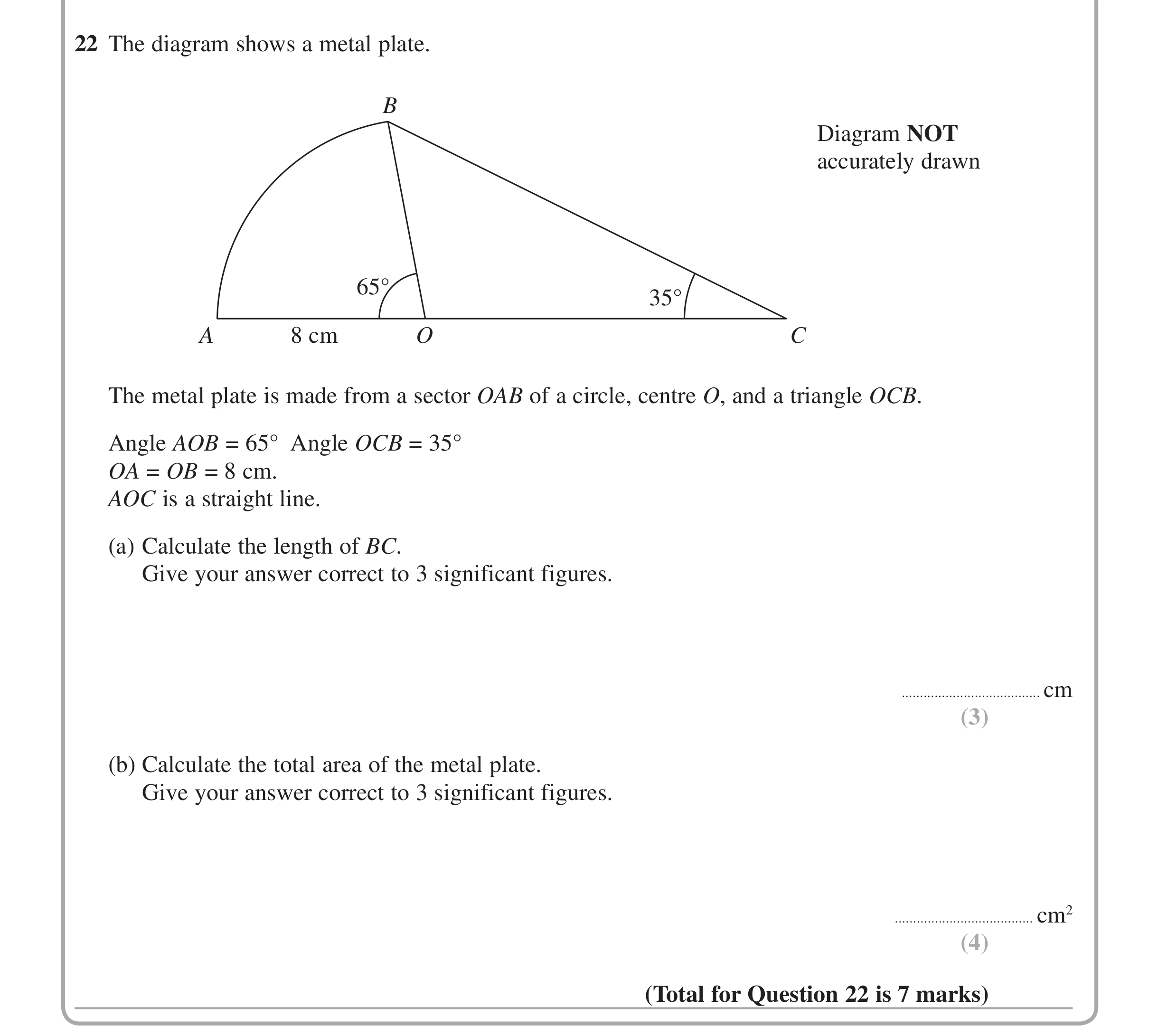 Question 22 — Trig — Edexcel iGCSE June 2014