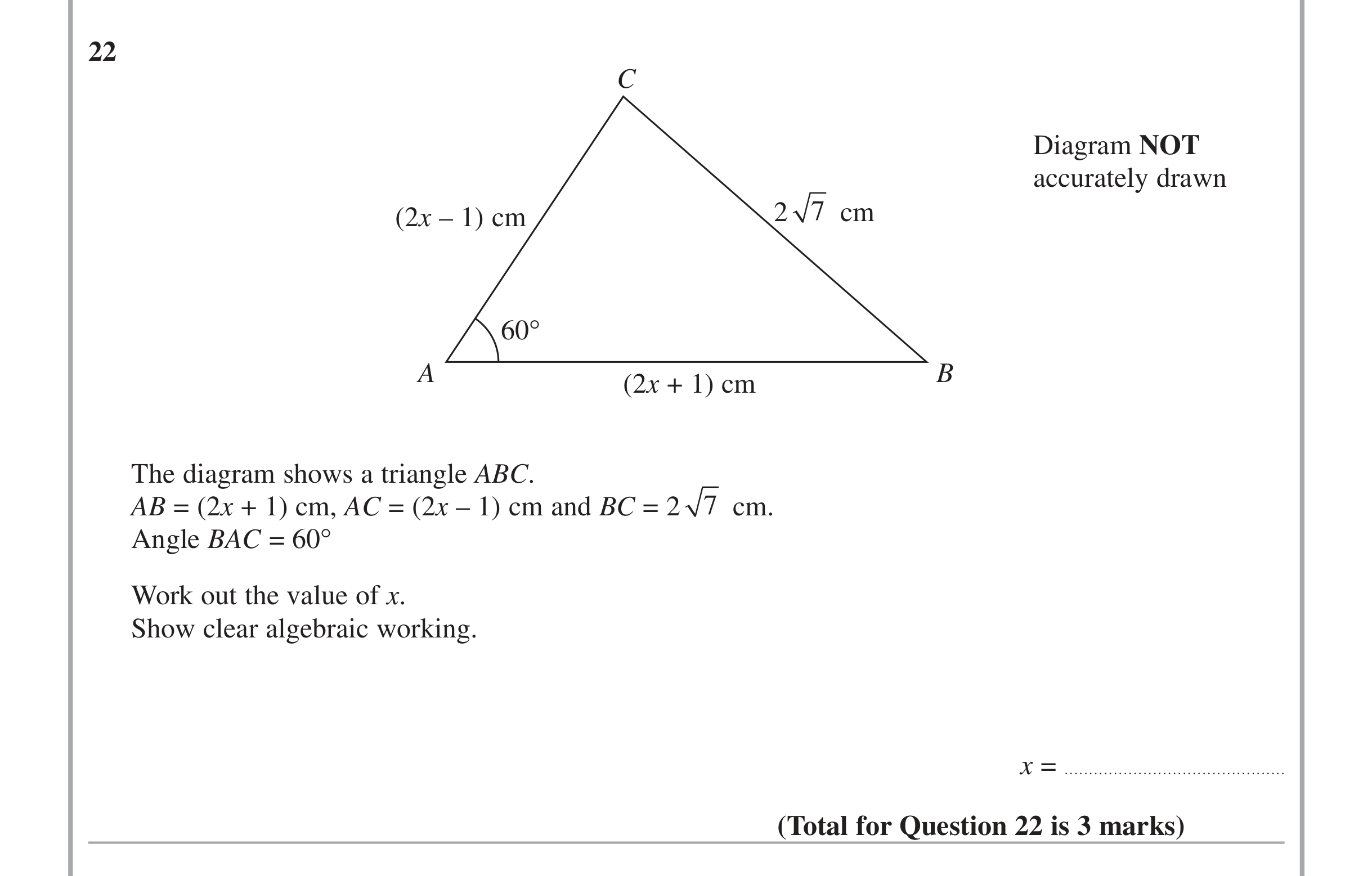 Question 22 — Trig — Edexcel iGCSE Jan 2015