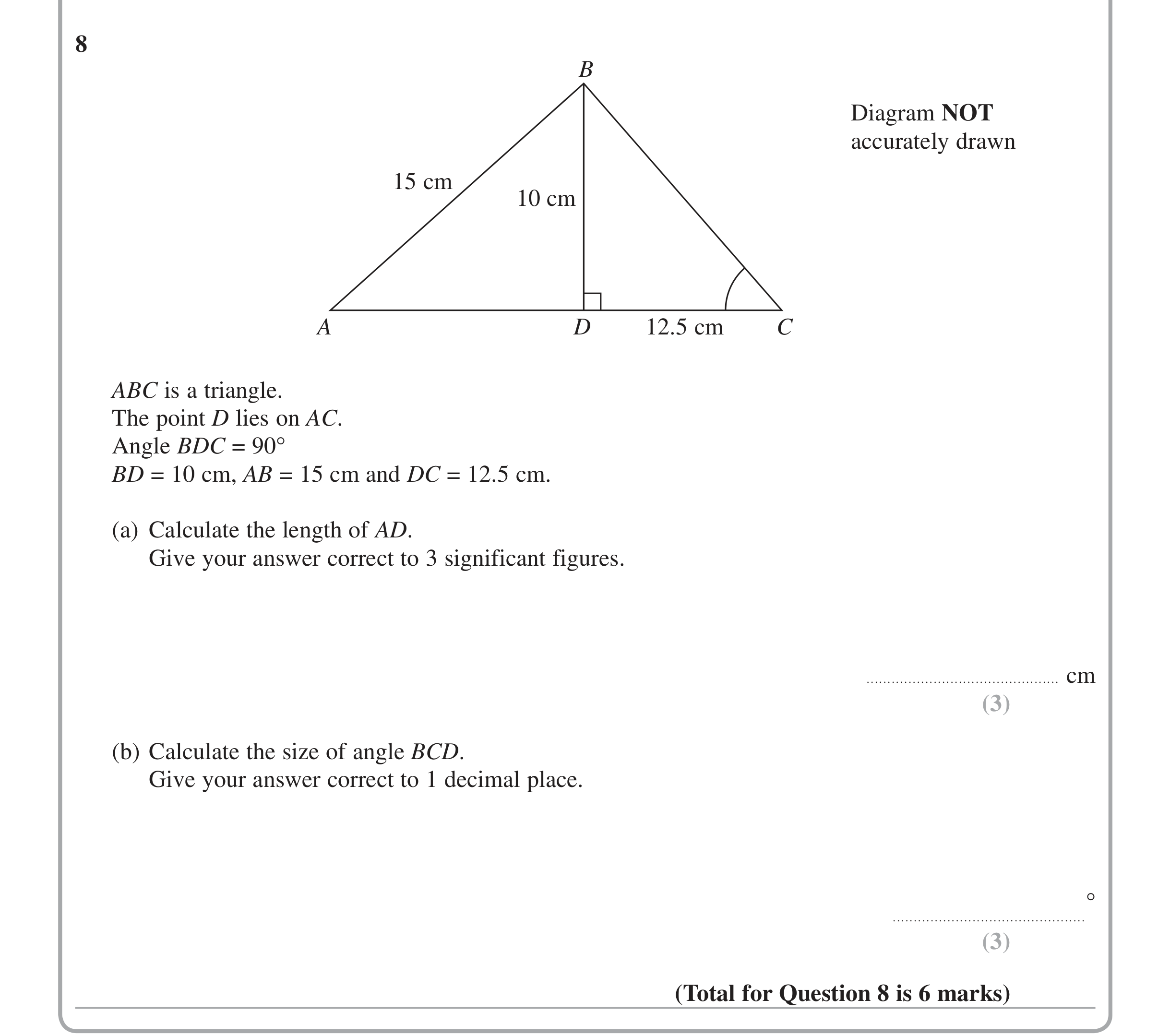 Question 8 — Trig — Edexcel iGCSE Jan 2015