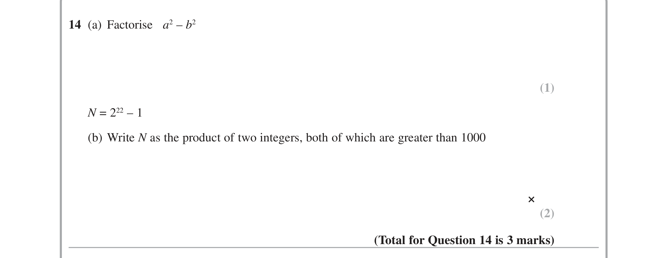 Question 14 — Factorise/Expand/Simplify — Edexcel iGCSE June 2015