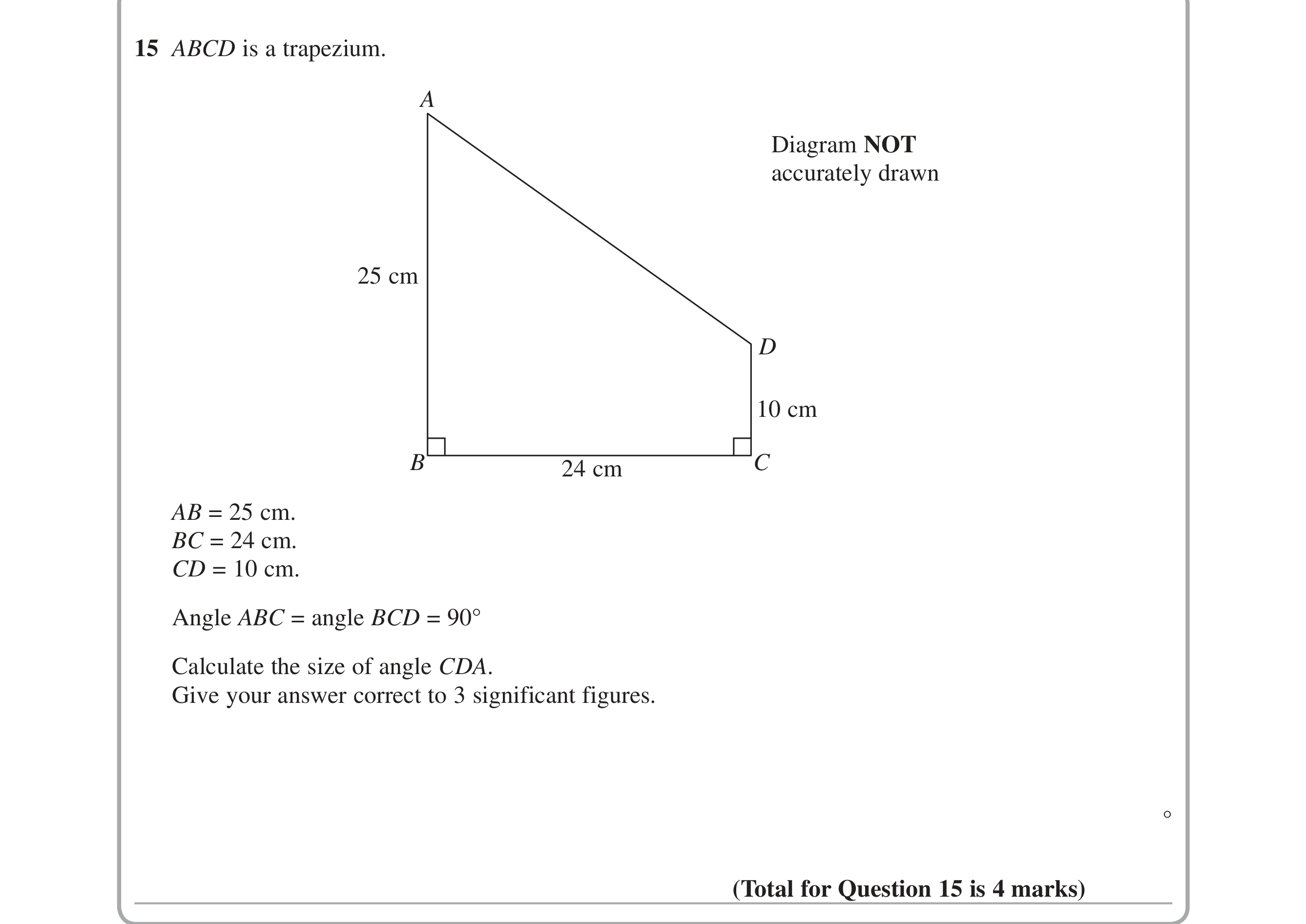 Question 15 — Soh Cah Toa — Edexcel iGCSE June 2015