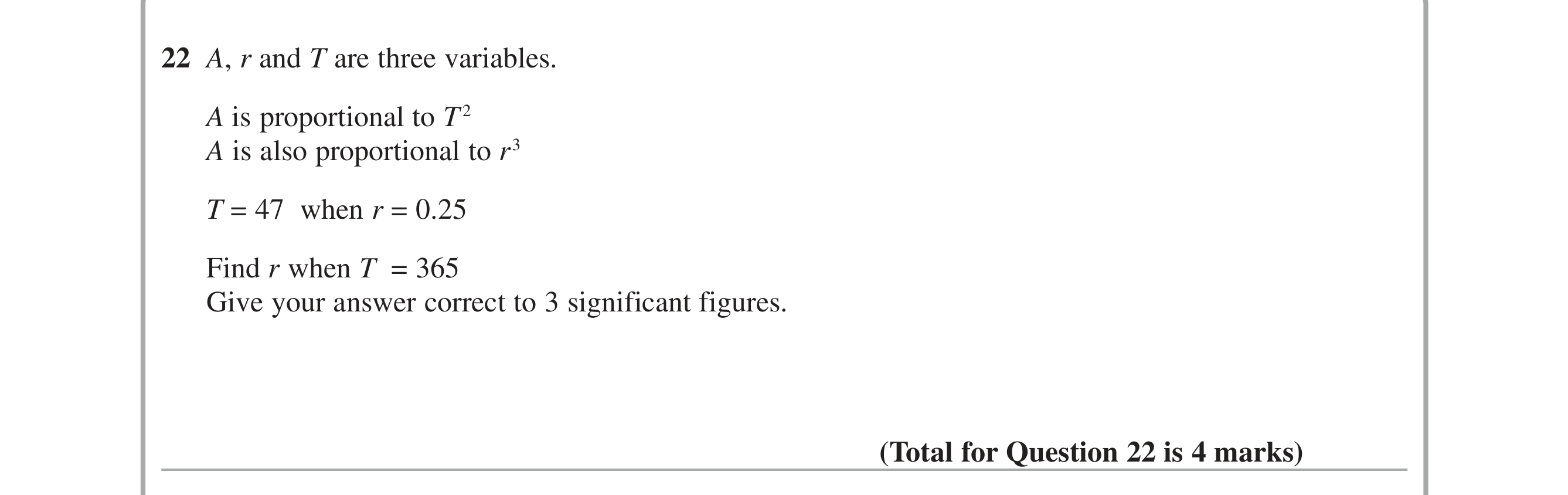 Question 22 — Proportion — Edexcel iGCSE June 2015