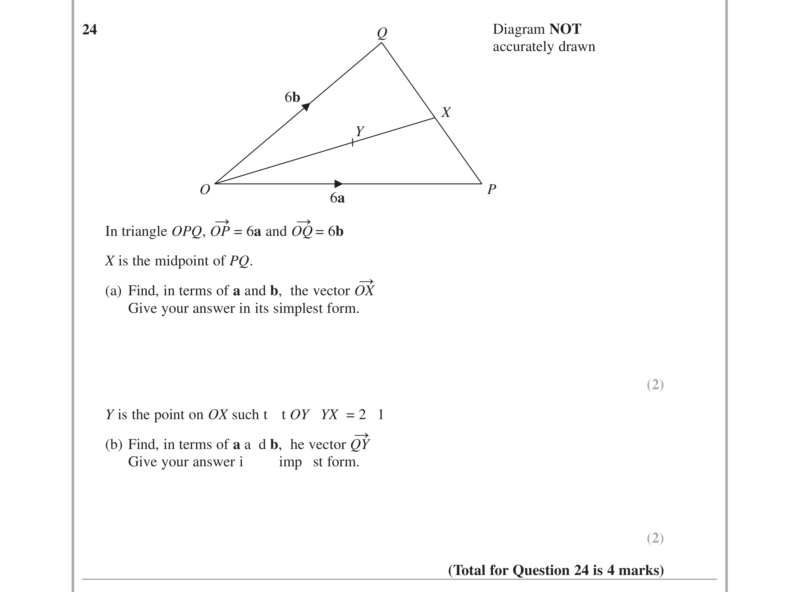 Question 24 — Vectors — Edexcel iGCSE June 2015