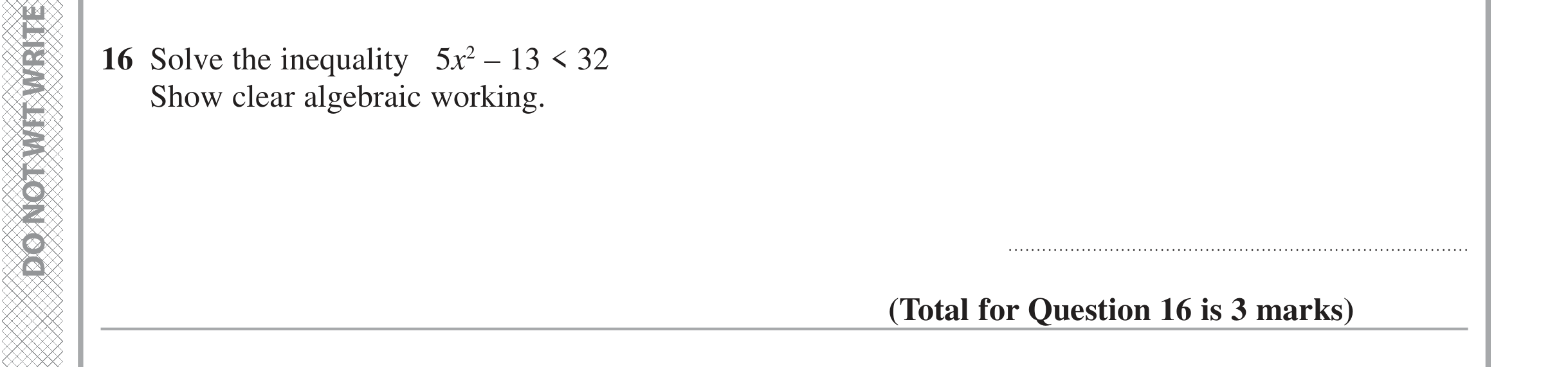 Question 16 — Inequalities — Edexcel iGCSE Jan 2016