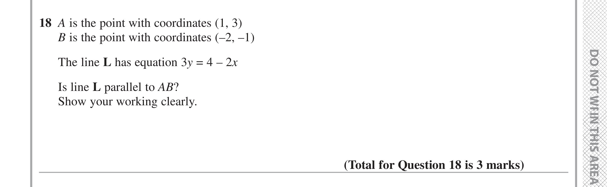 Question 18 — Coordinate Geometry — Edexcel iGCSE Jan 2016