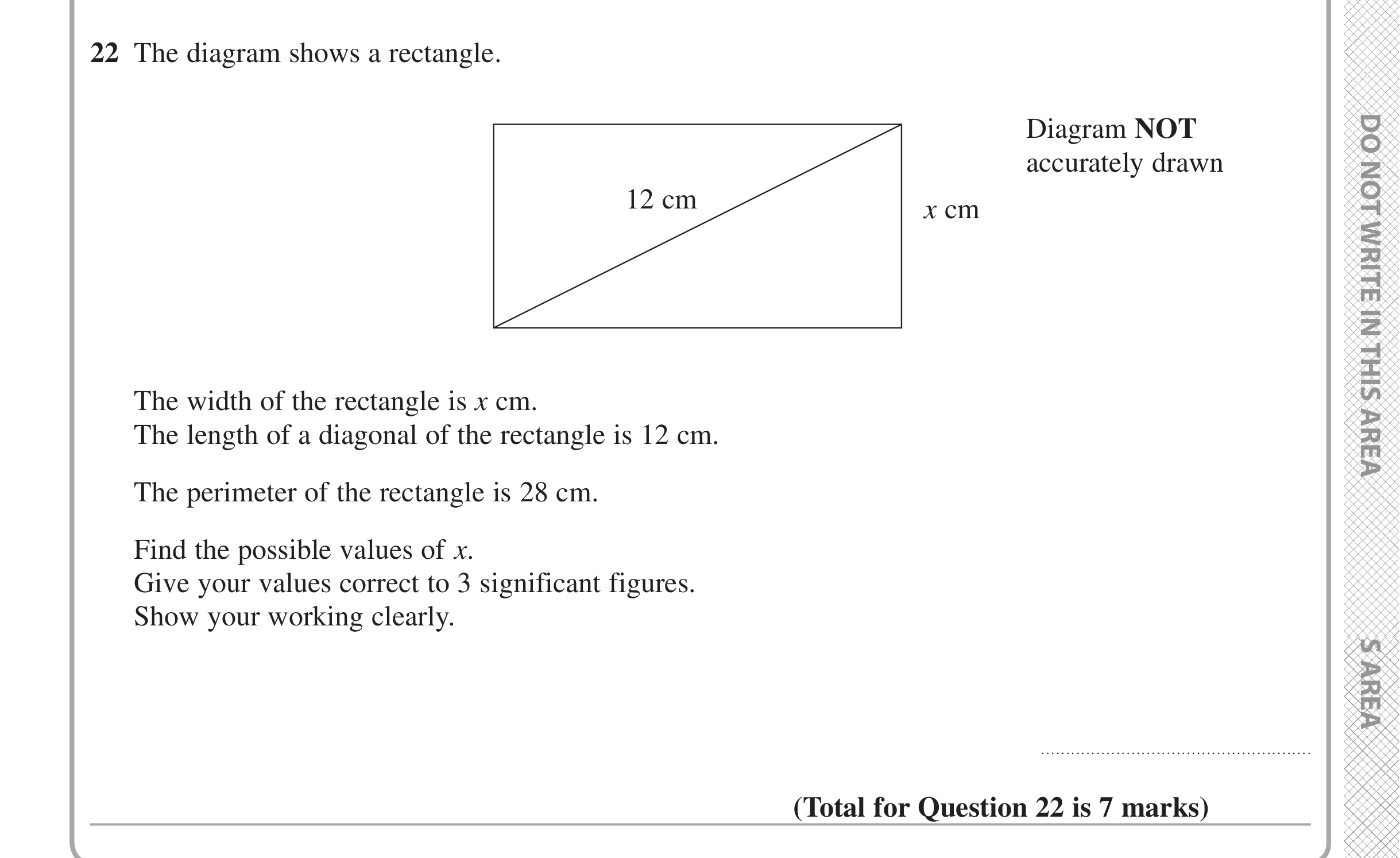 Question 22 — Quadratics — Edexcel iGCSE Jan 2016