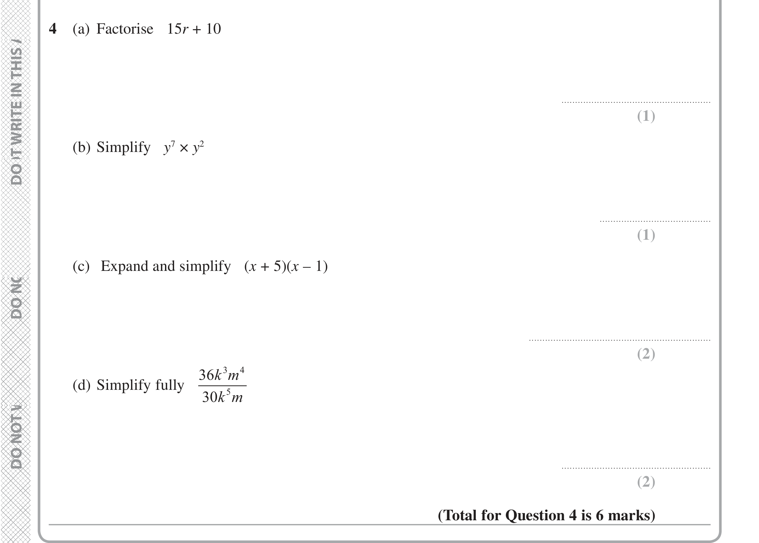 Question 4 — Indices and Surds — Edexcel iGCSE Jan 2016