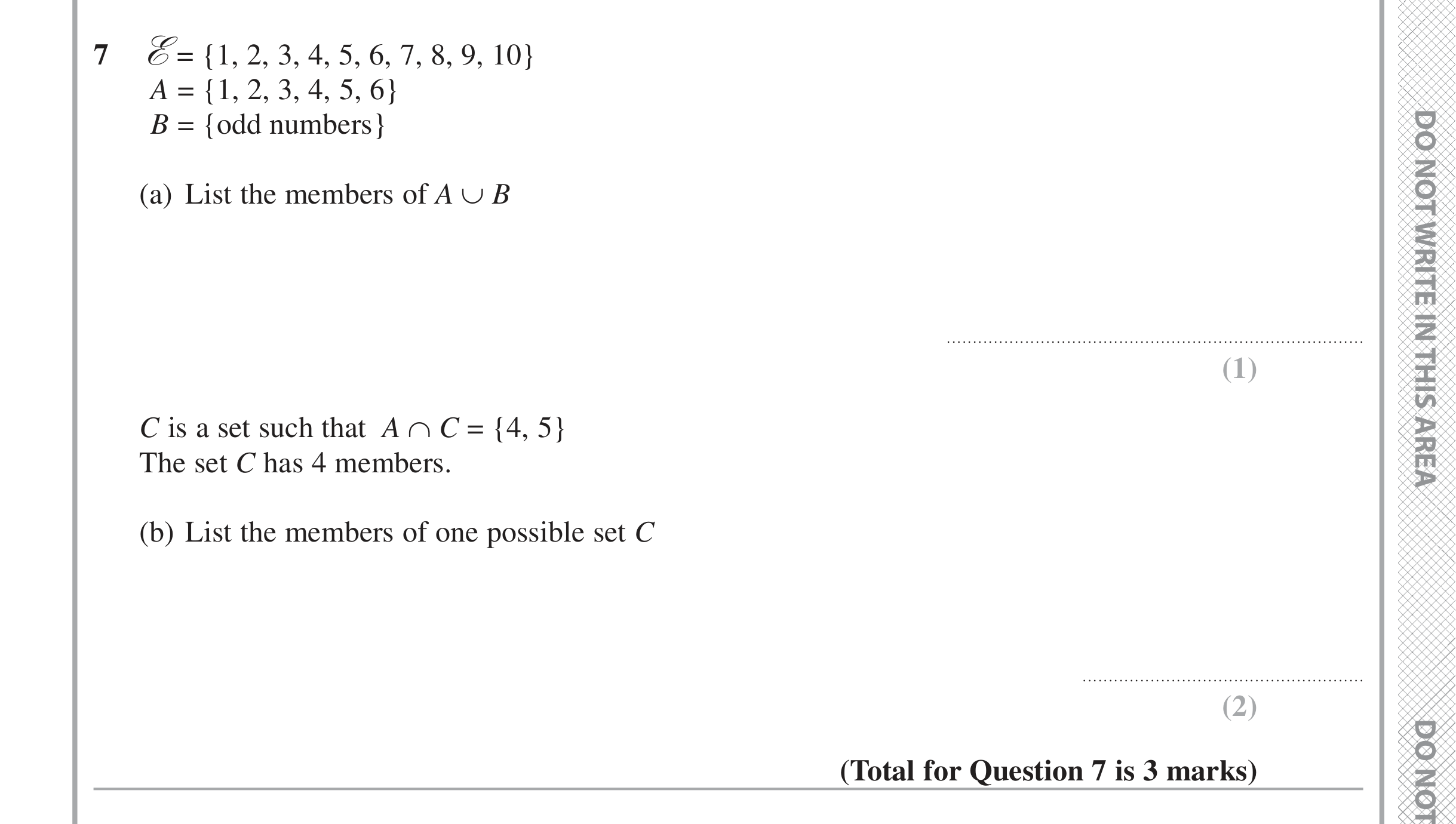 Question 7 — Venn Diagram — Edexcel iGCSE Jan 2016