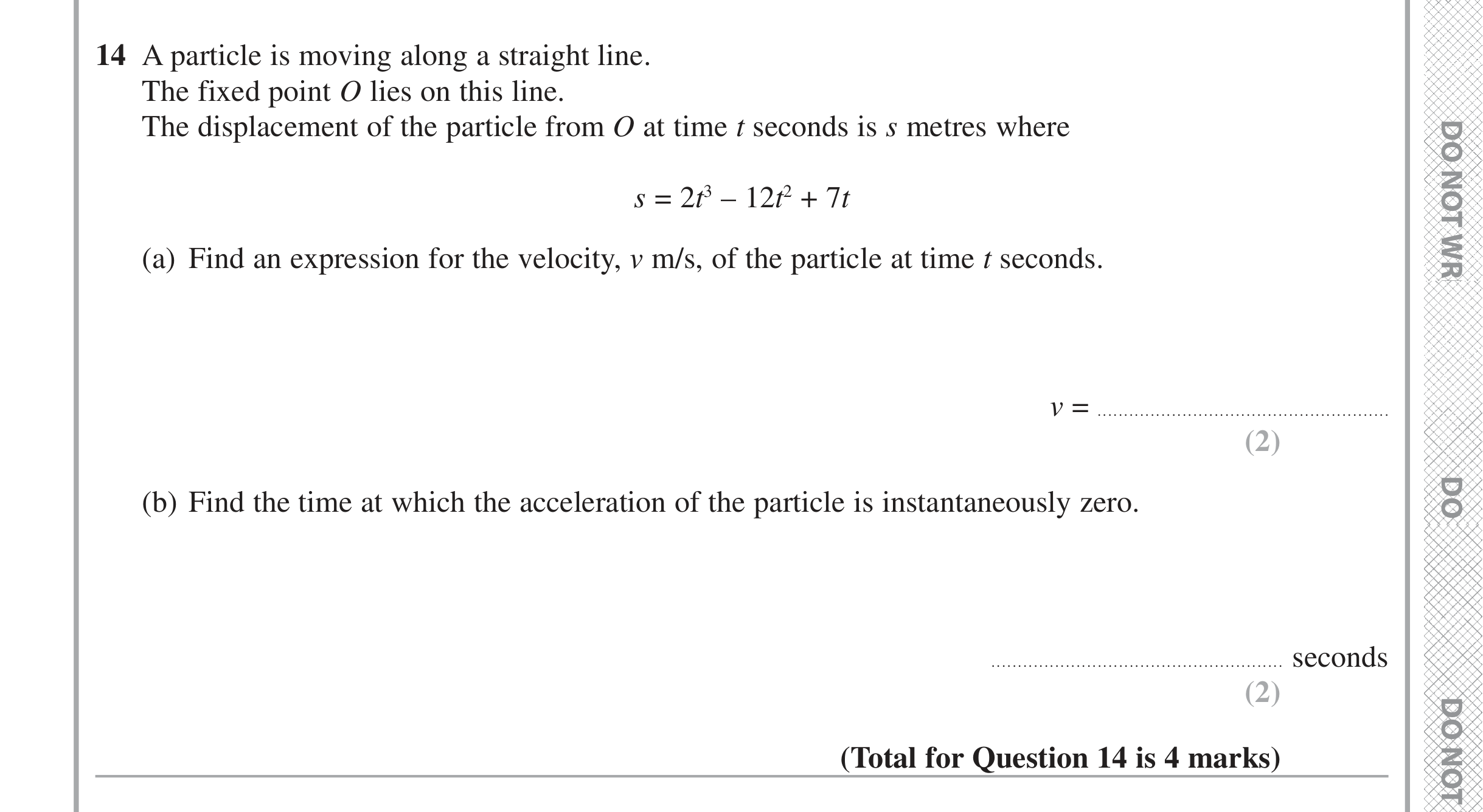 Question 14 — Differentiation — Edexcel iGCSE June 2016
