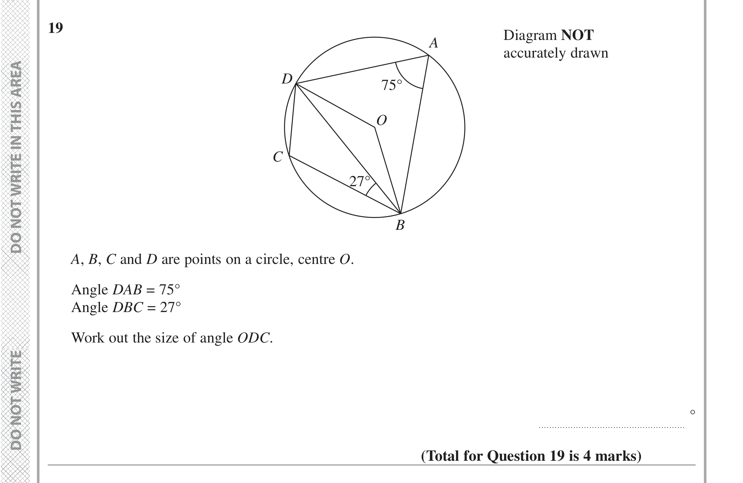 Question 19 — Circles — Edexcel iGCSE June 2016