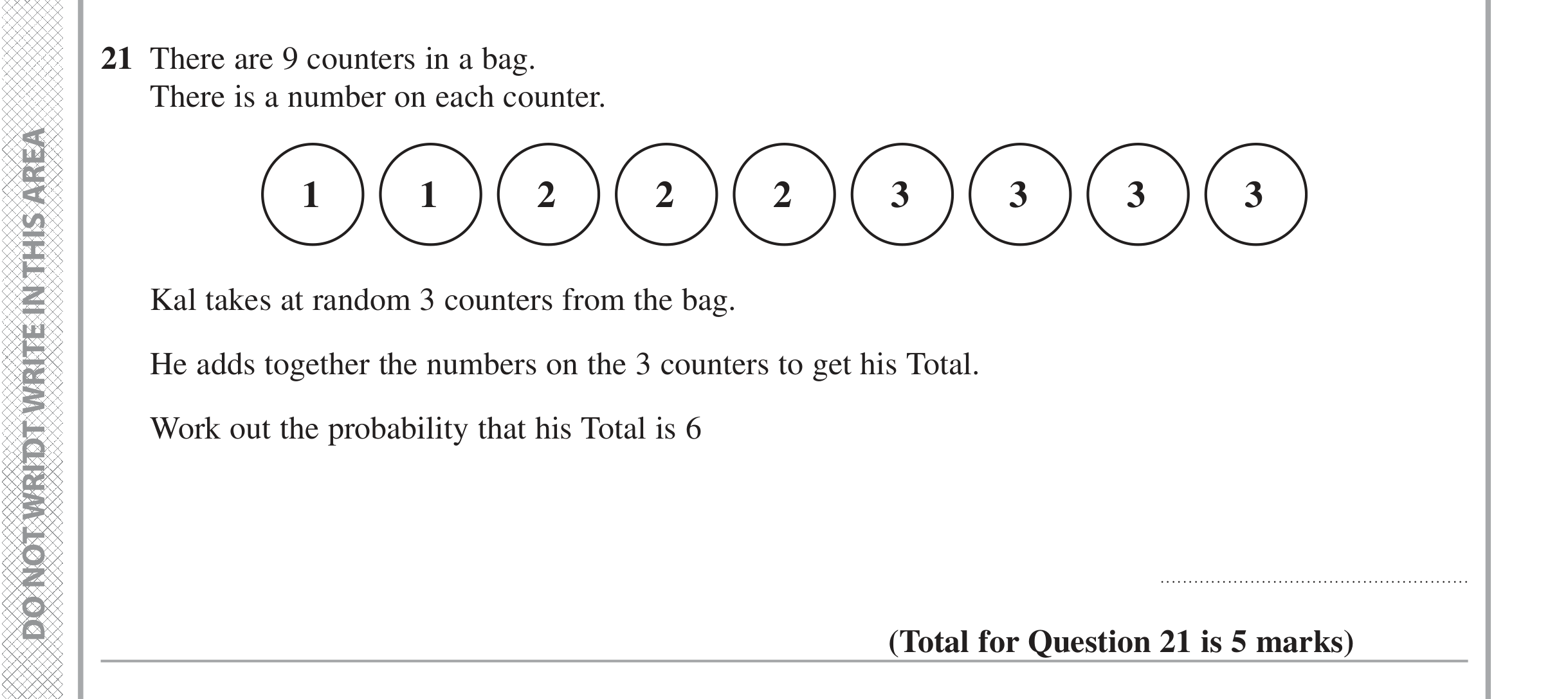 Question 21 — Probability — Edexcel iGCSE June 2016