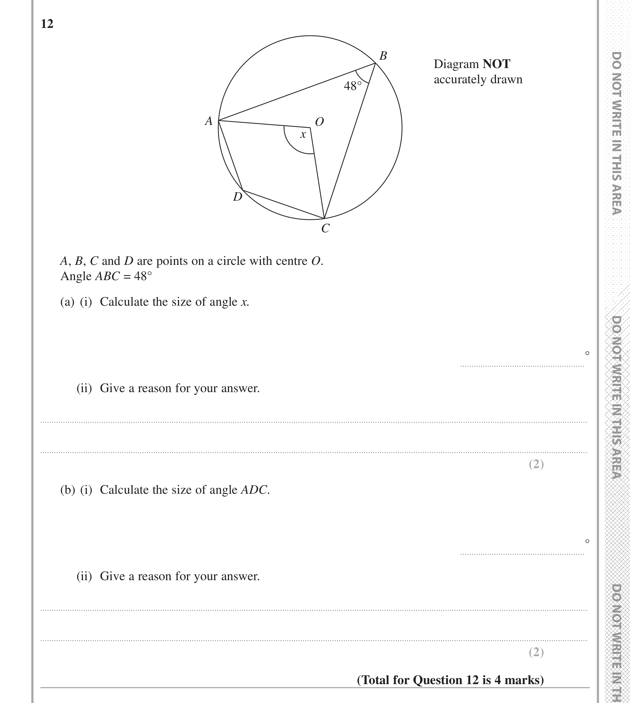 Question 12 — Circles — Edexcel iGCSE Jan 2017