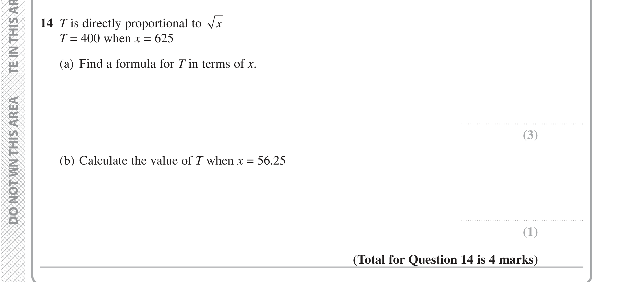 Question 14 — Indices and Surds — Edexcel iGCSE Jan 2017