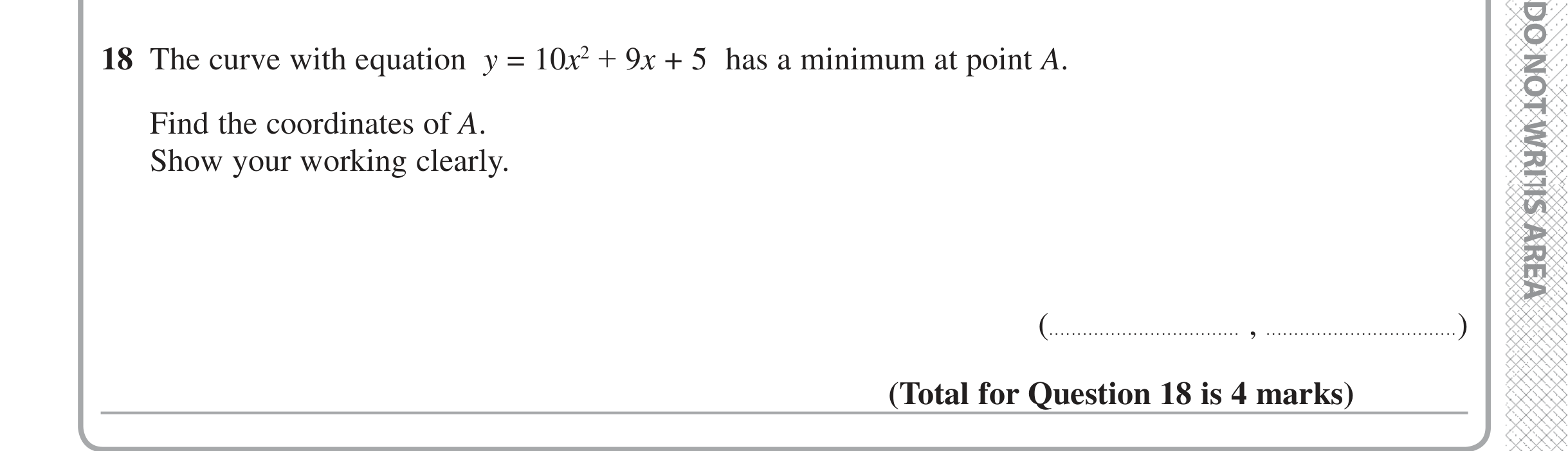Question 18 — Differentiation — Edexcel iGCSE Jan 2017