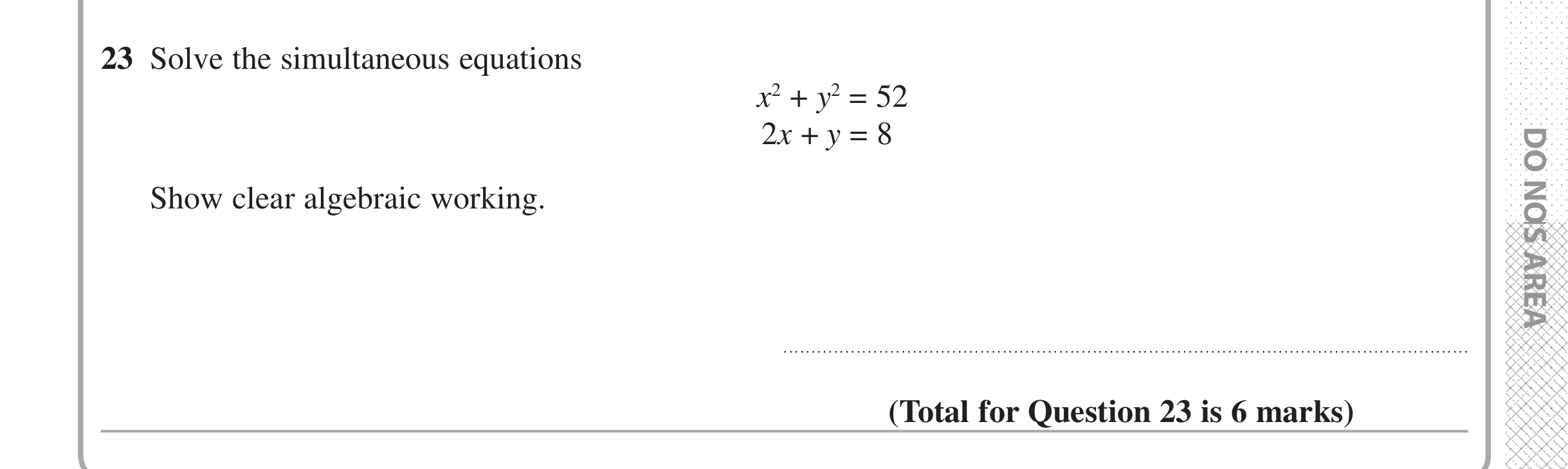 Question 23 — Quadratics — Edexcel iGCSE Jan 2017