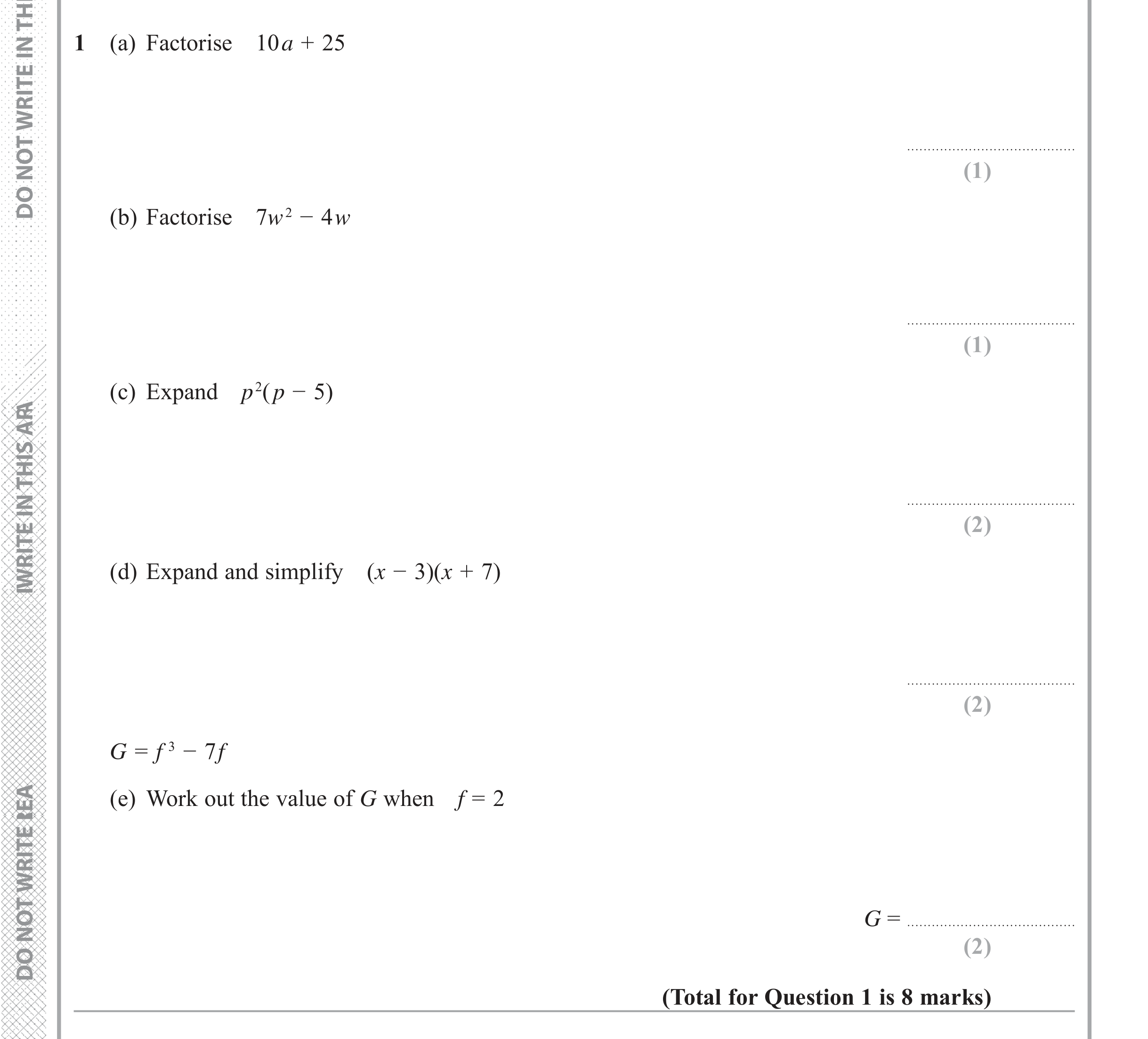 Question 1 — Indices and Surds — Edexcel iGCSE June 2017