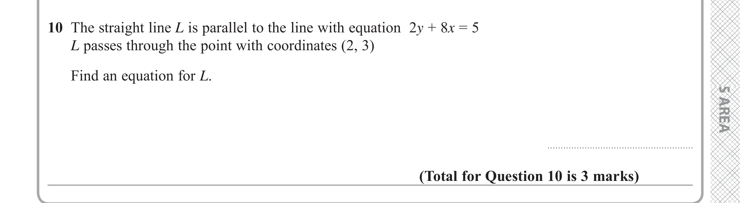 Question 10 — Coordinate Geometry — Edexcel iGCSE Jan 2018
