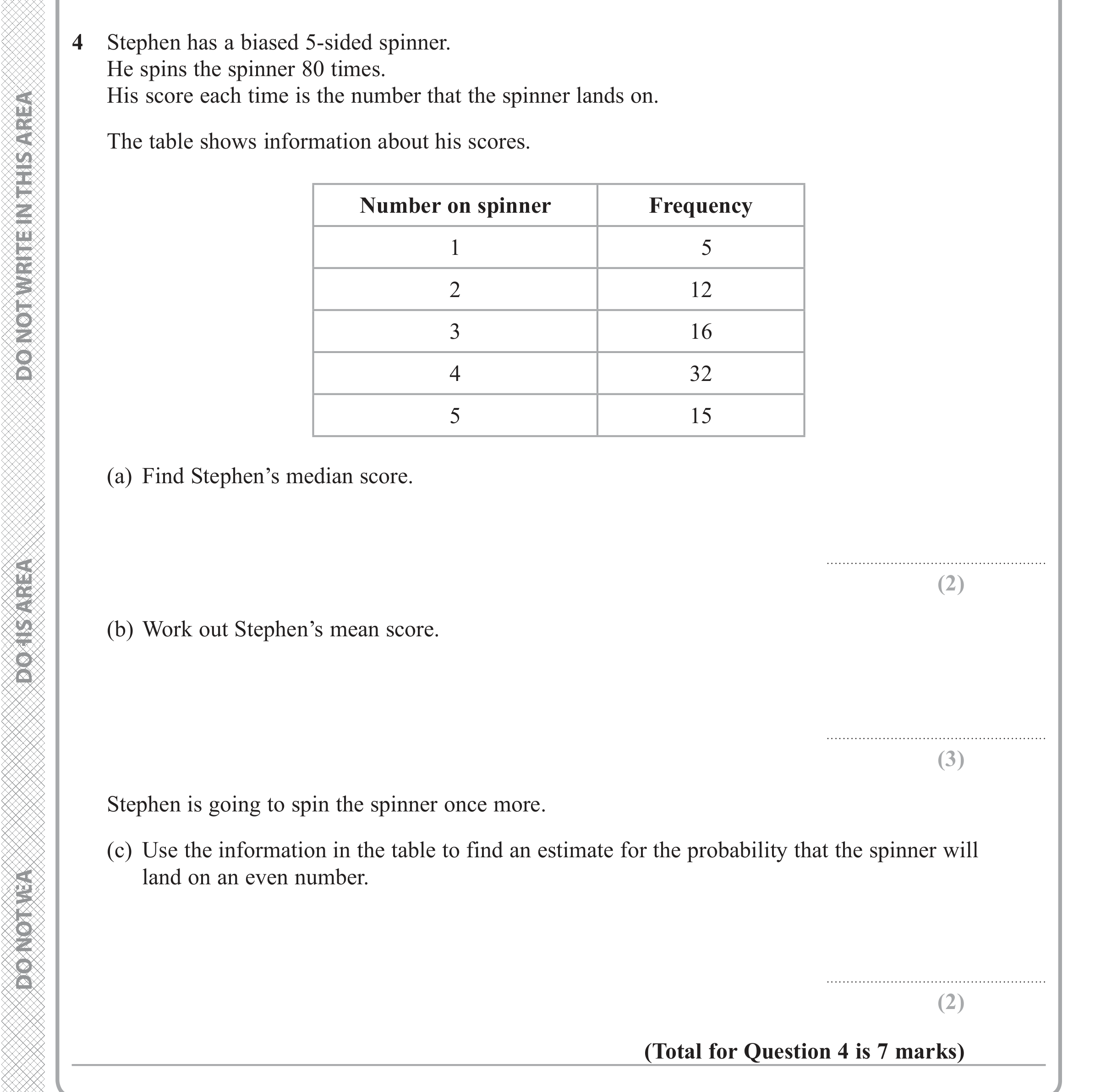 Question 4 — Probability — Edexcel iGCSE Jan 2018