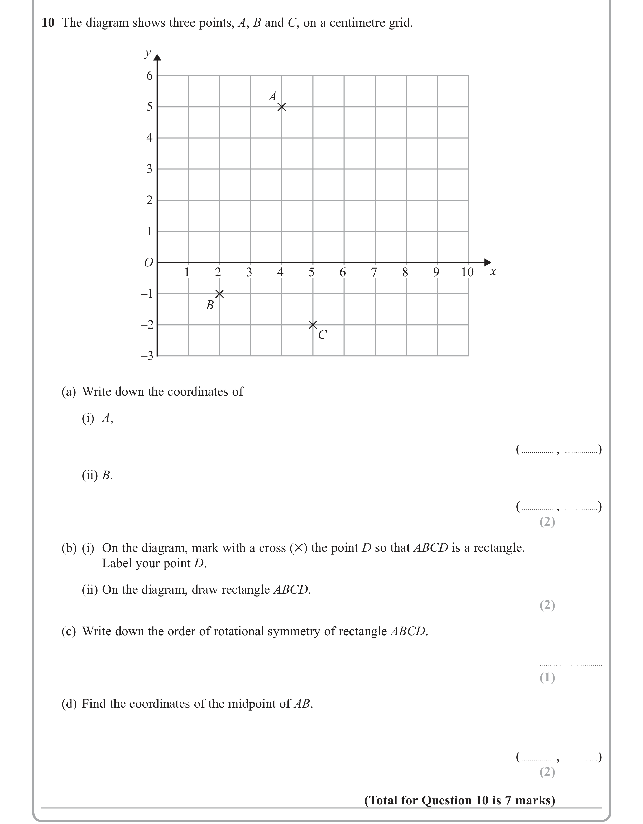 Question 10 — Coordinate Geometry — Edexcel iGCSE June 2013