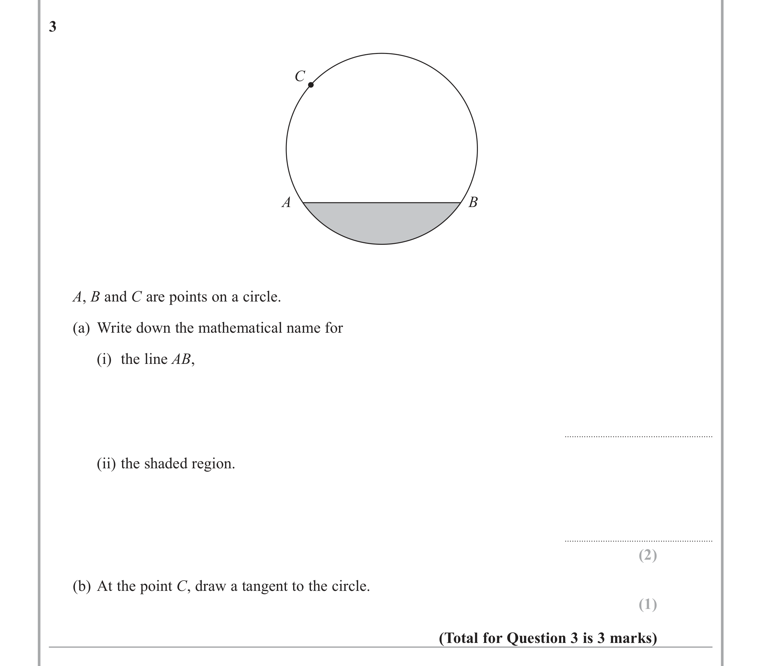 Question 3 — Circles — Edexcel iGCSE June 2013