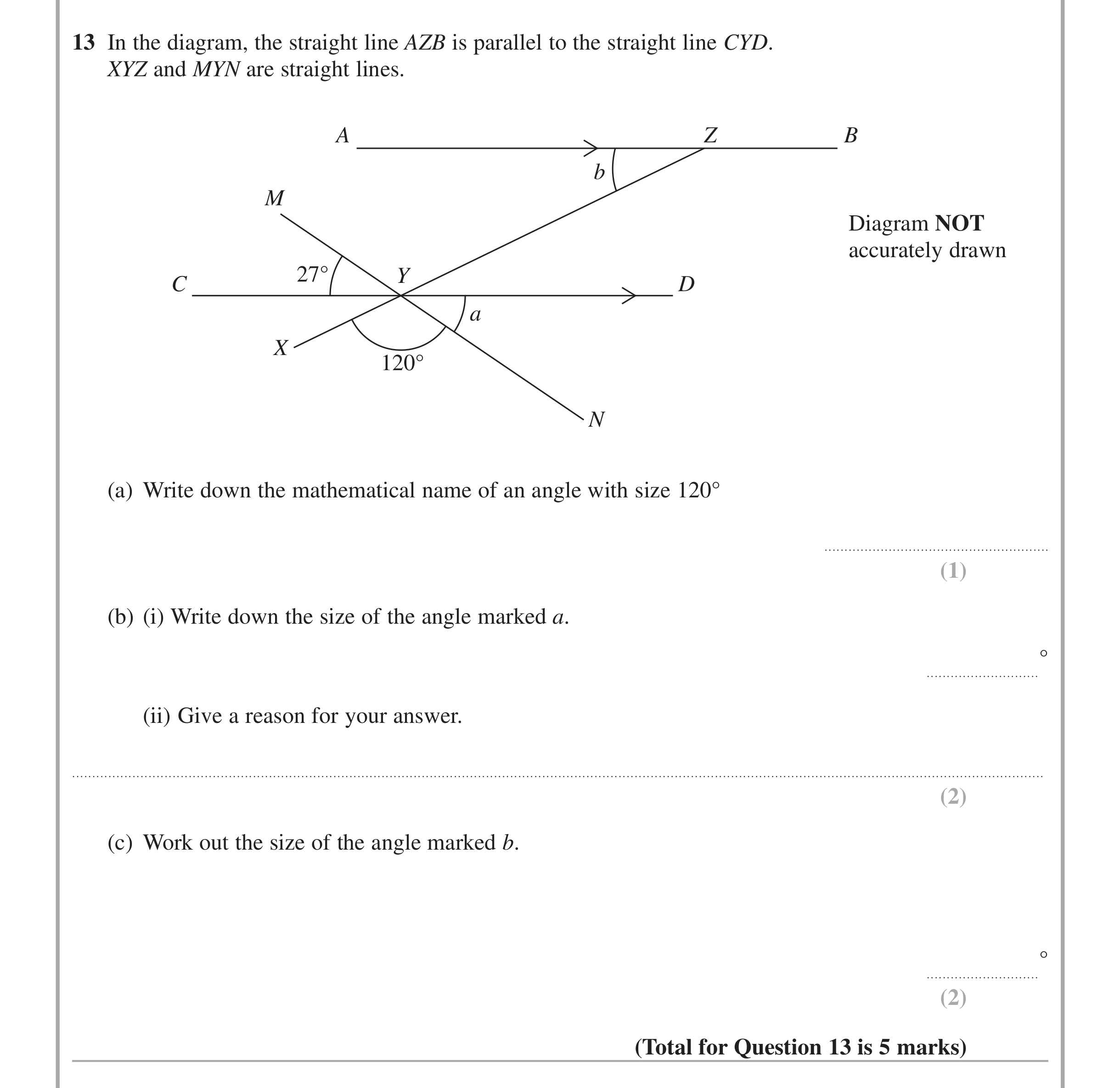 Question 13 — Coordinate Geometry — Edexcel iGCSE June 2014