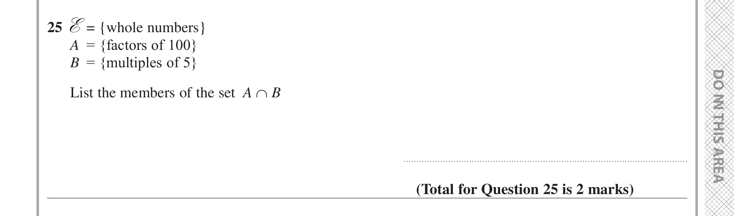 Question 25 — Venn Diagram — Edexcel iGCSE Jan 2016