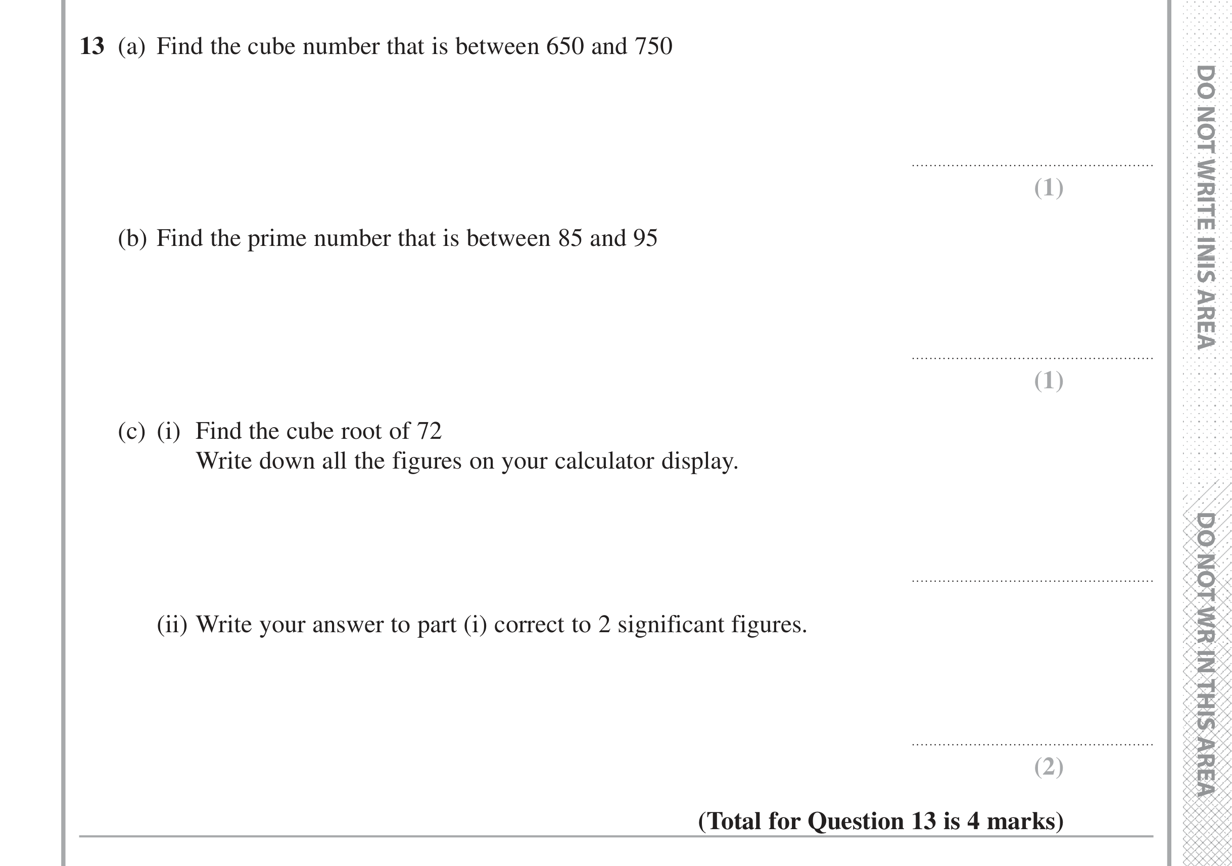 Question 13 — Indices and Surds — Edexcel iGCSE Jan 2017