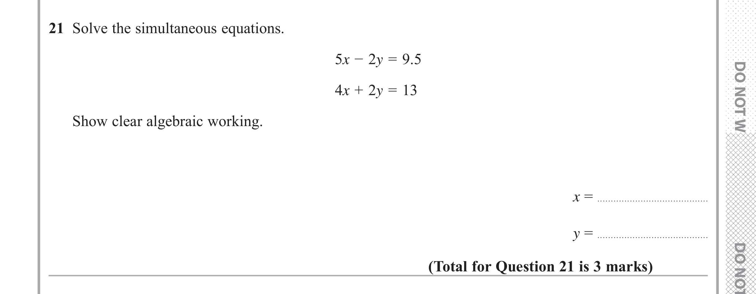 Question 21 — Coordinate Geometry — Edexcel iGCSE June 2017