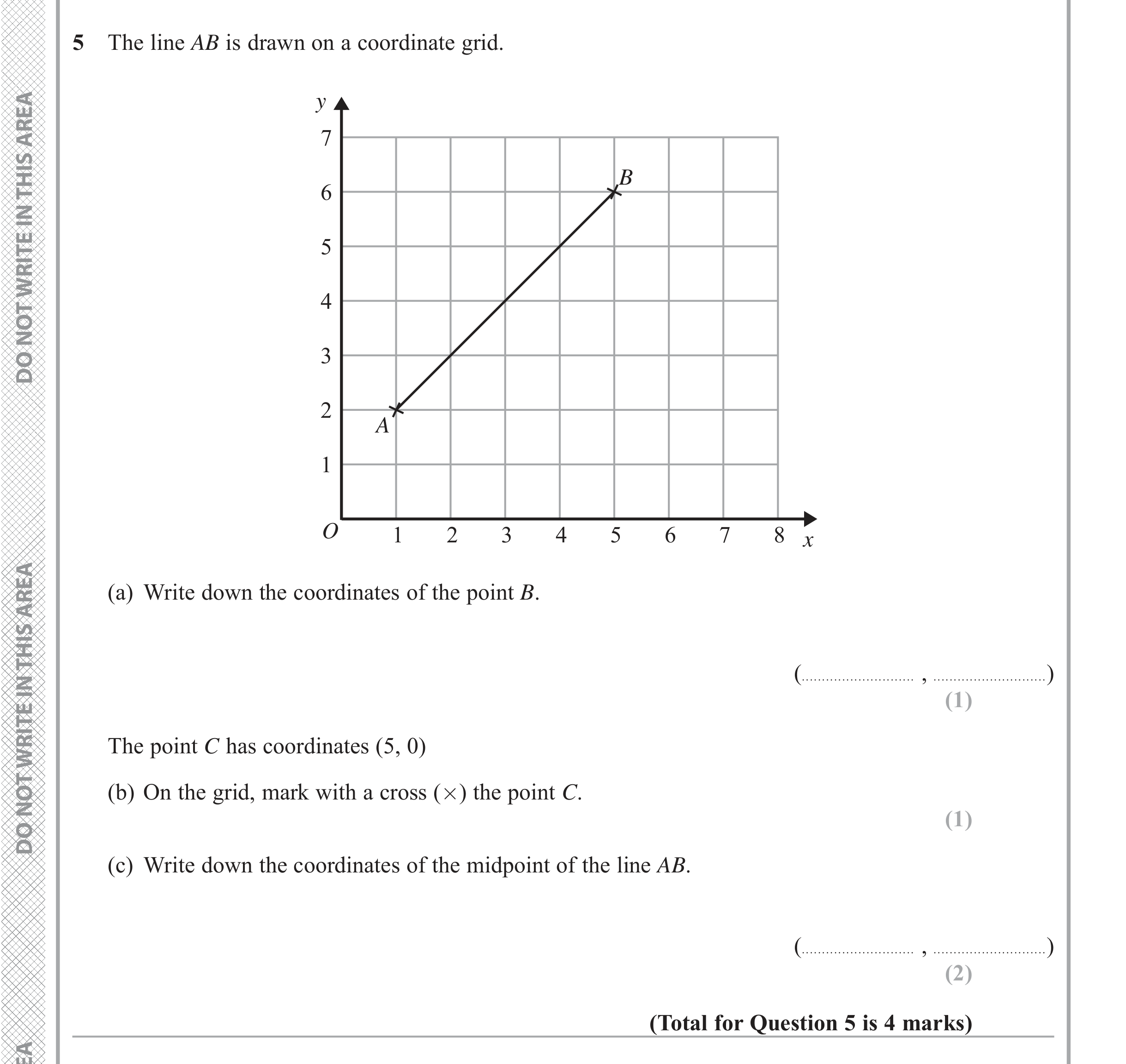 Question 5 — Coordinate Geometry — Edexcel iGCSE Jan 2018