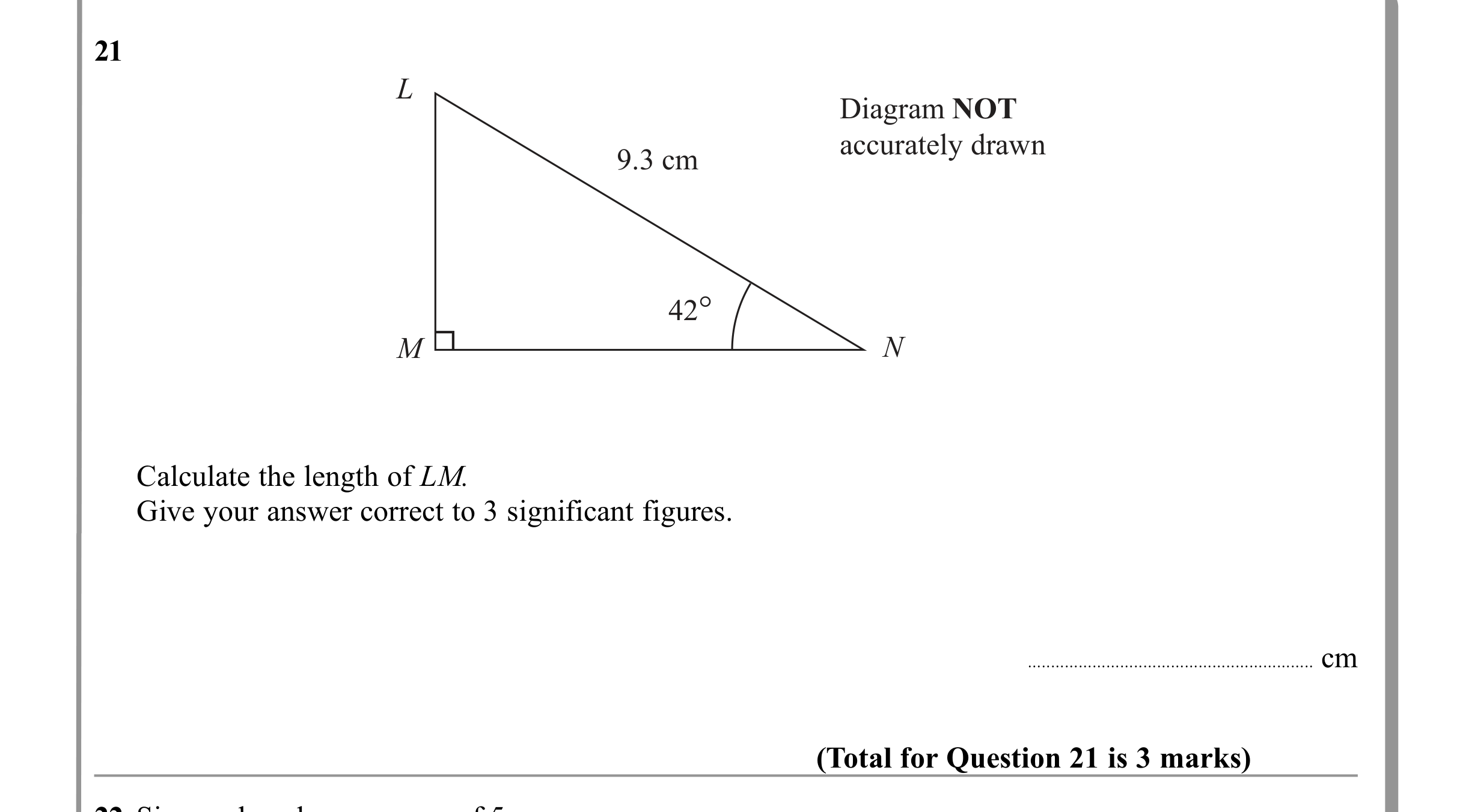 Question 21 — Trig — Edexcel iGCSE June 2011