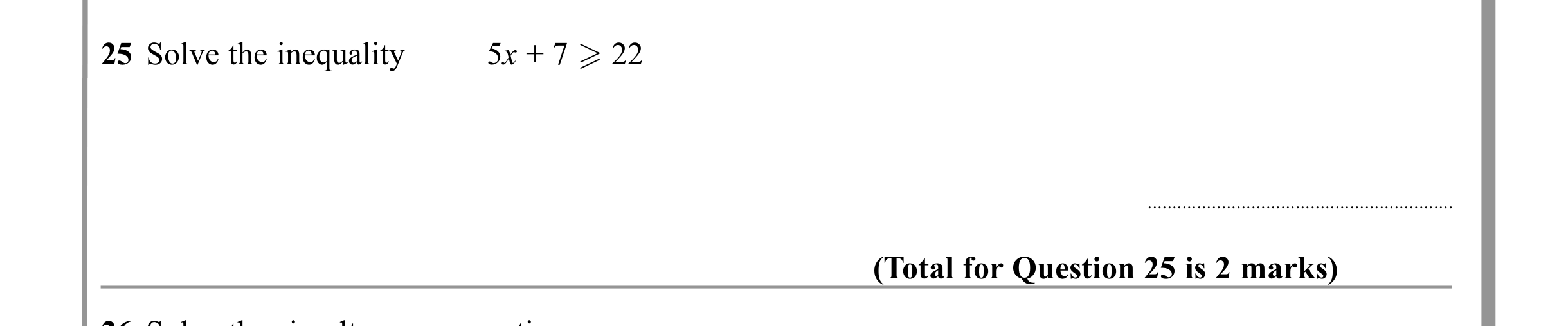 Question 25 — Inequalities — Edexcel iGCSE June 2011
