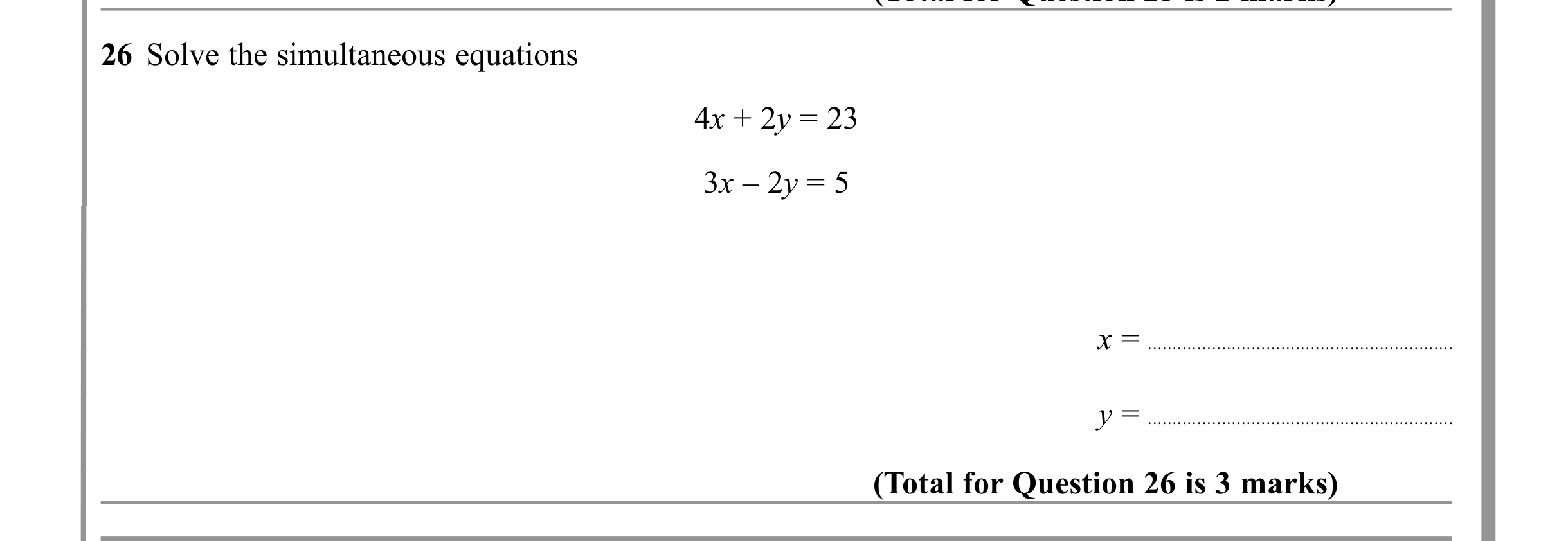 Question 26 — Coordinate Geometry — Edexcel iGCSE June 2011
