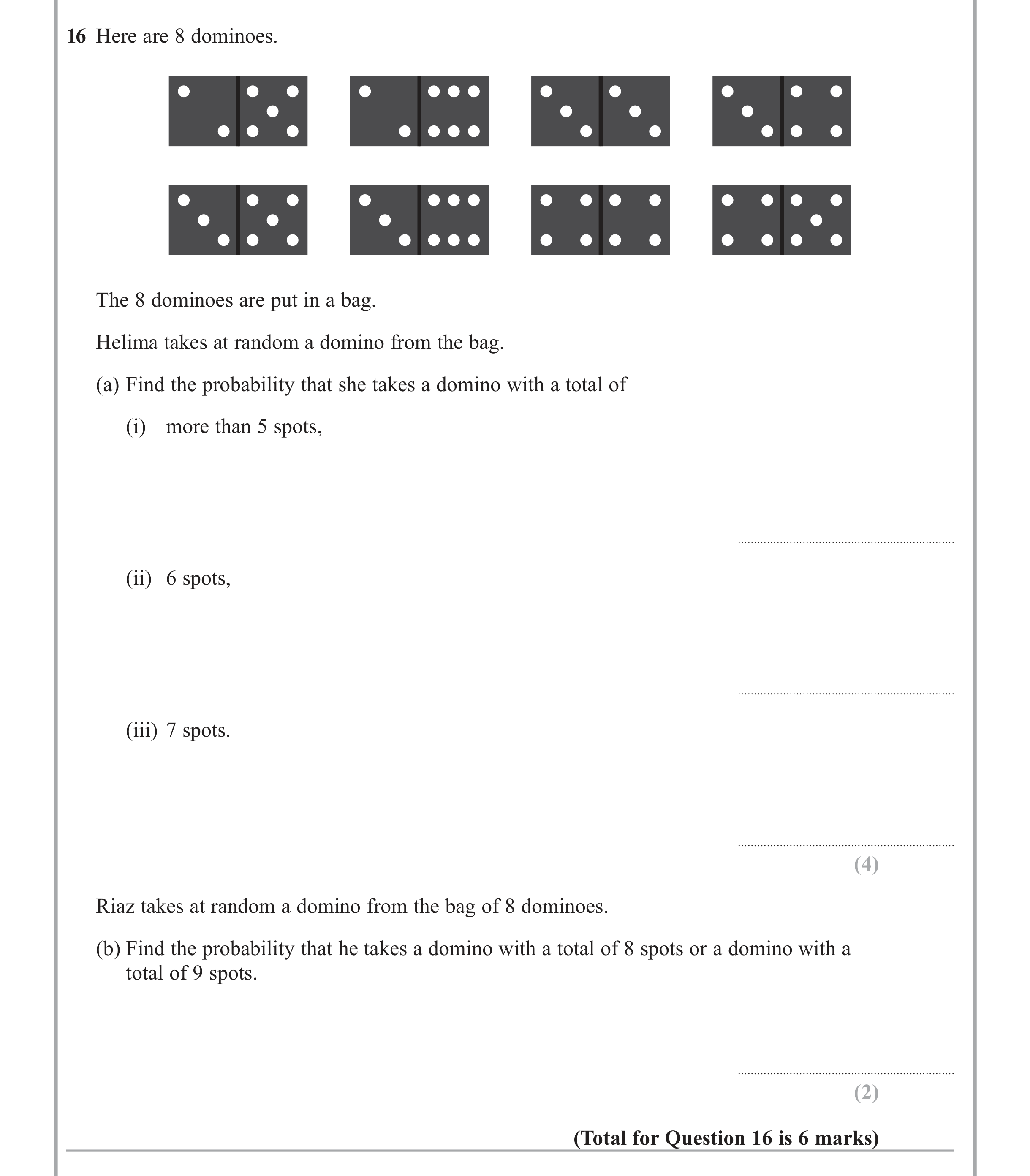 Question 16 — Probability — Edexcel iGCSE Jan 2012