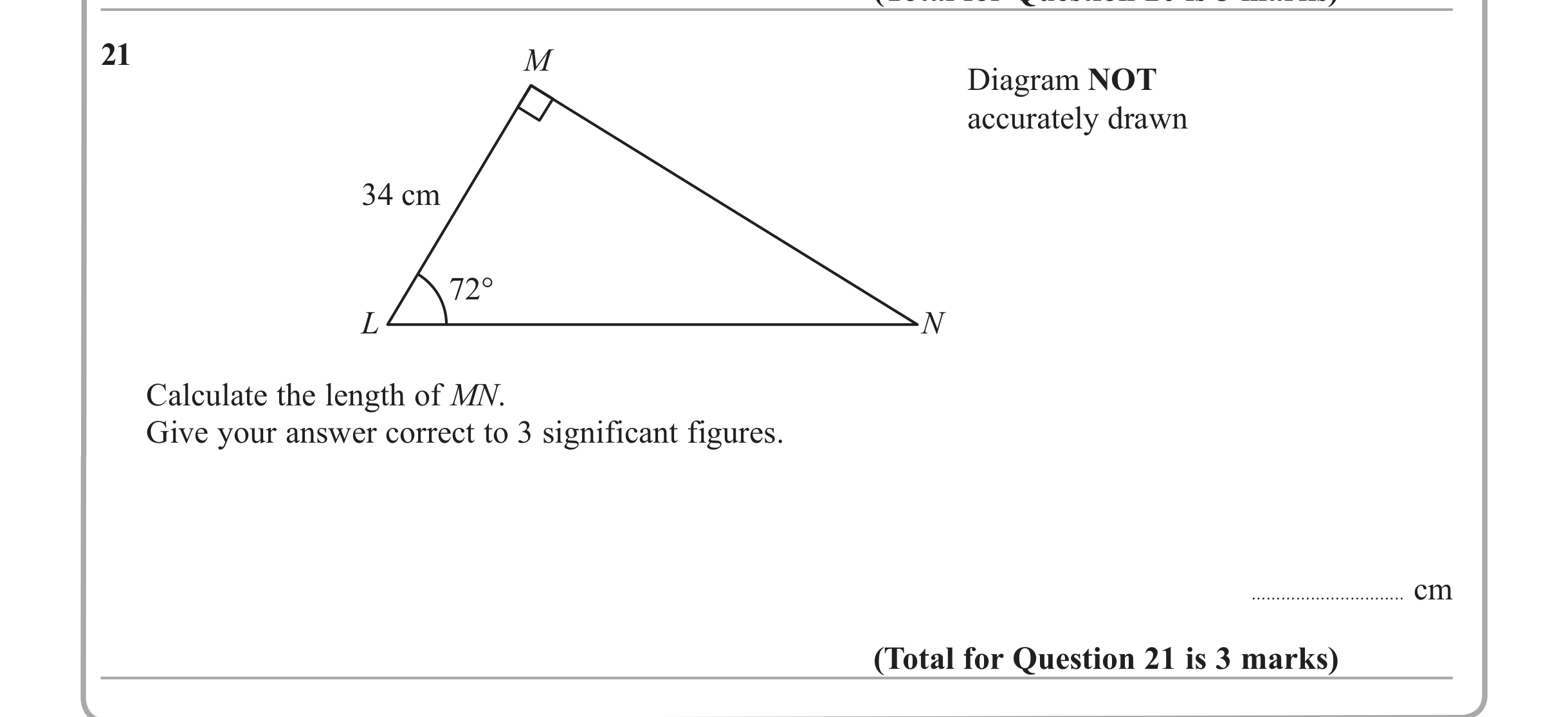 Question 21 — Trig — Edexcel iGCSE June 2012