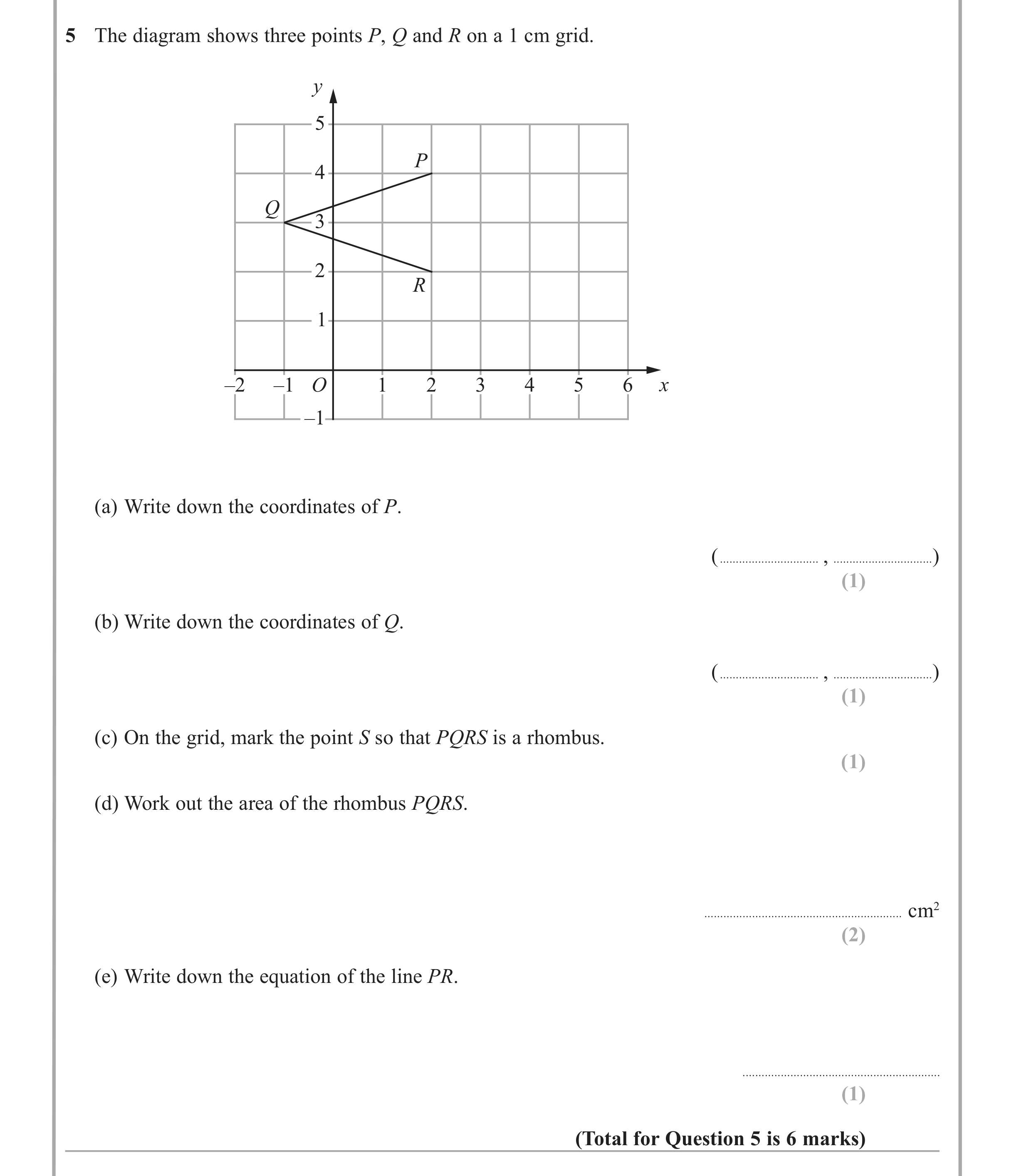 Question 5 — Coordinate Geometry — Edexcel iGCSE June 2012