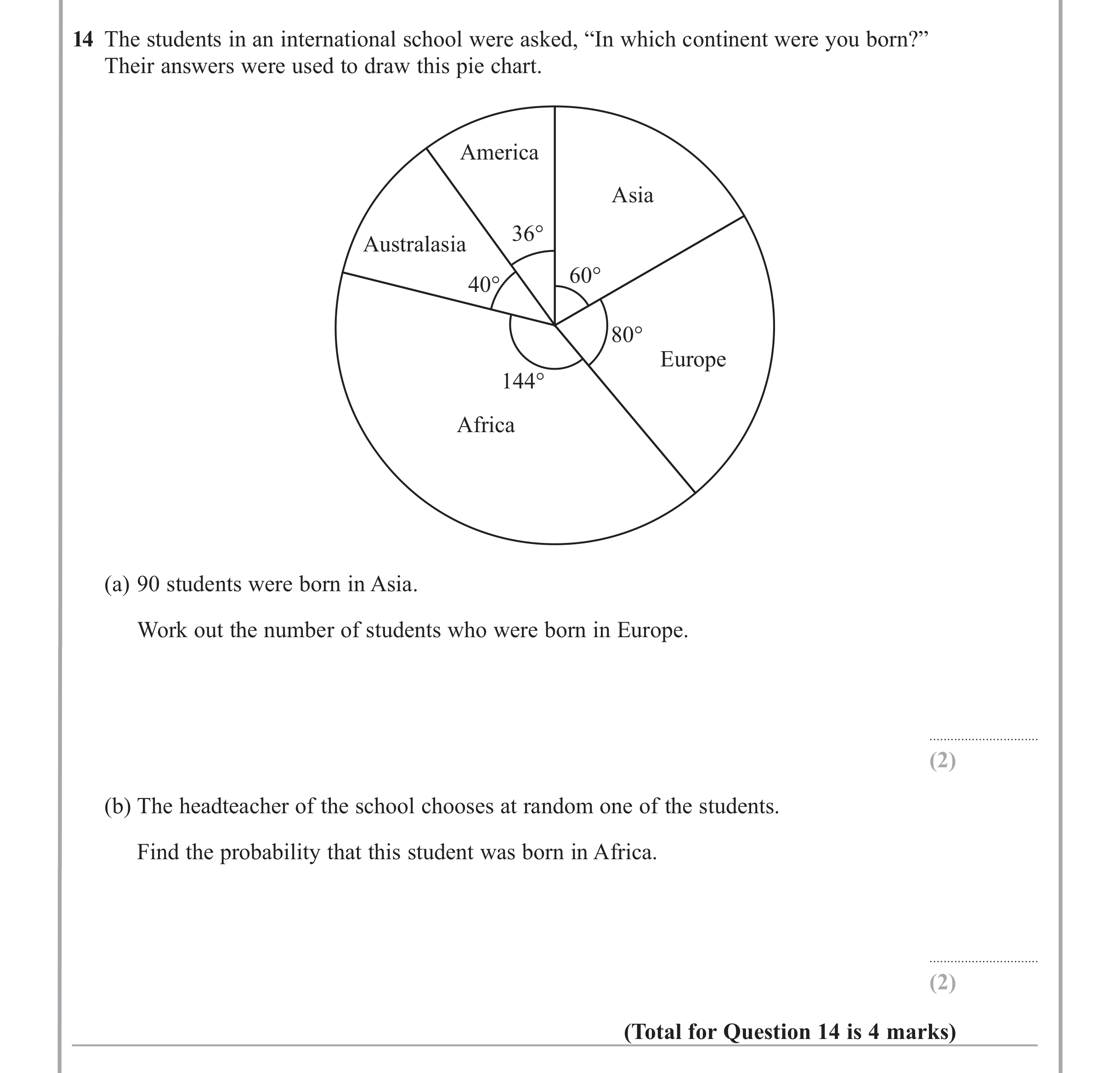 Question 14 — Probability — Edexcel iGCSE Jan 2013