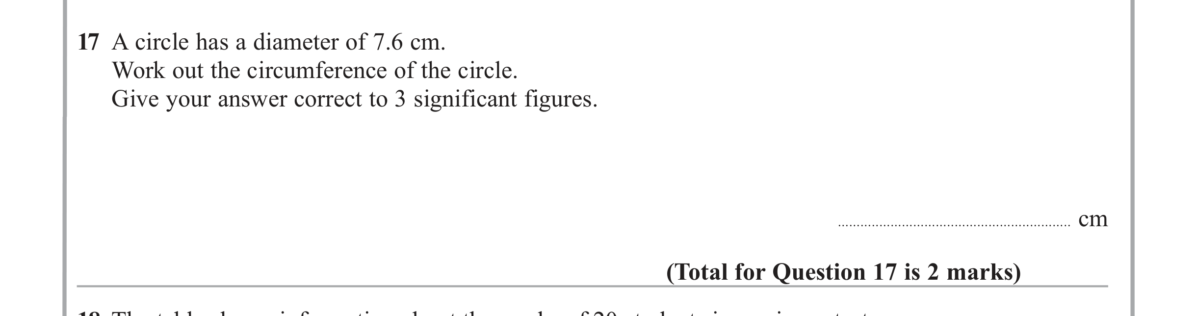 Question 17 — Circles — Edexcel iGCSE Jan 2013