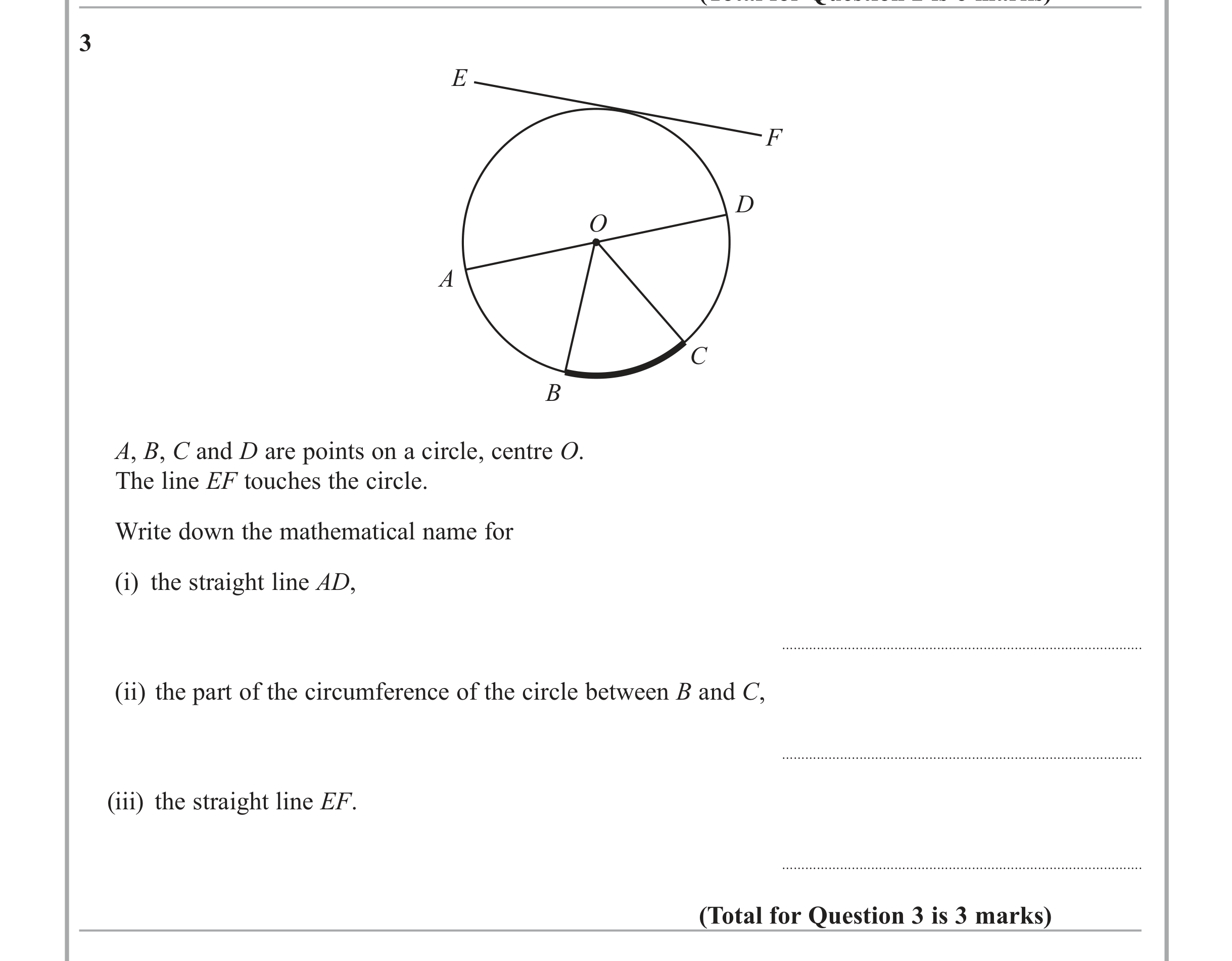 Question 3 — Circles — Edexcel iGCSE Jan 2013