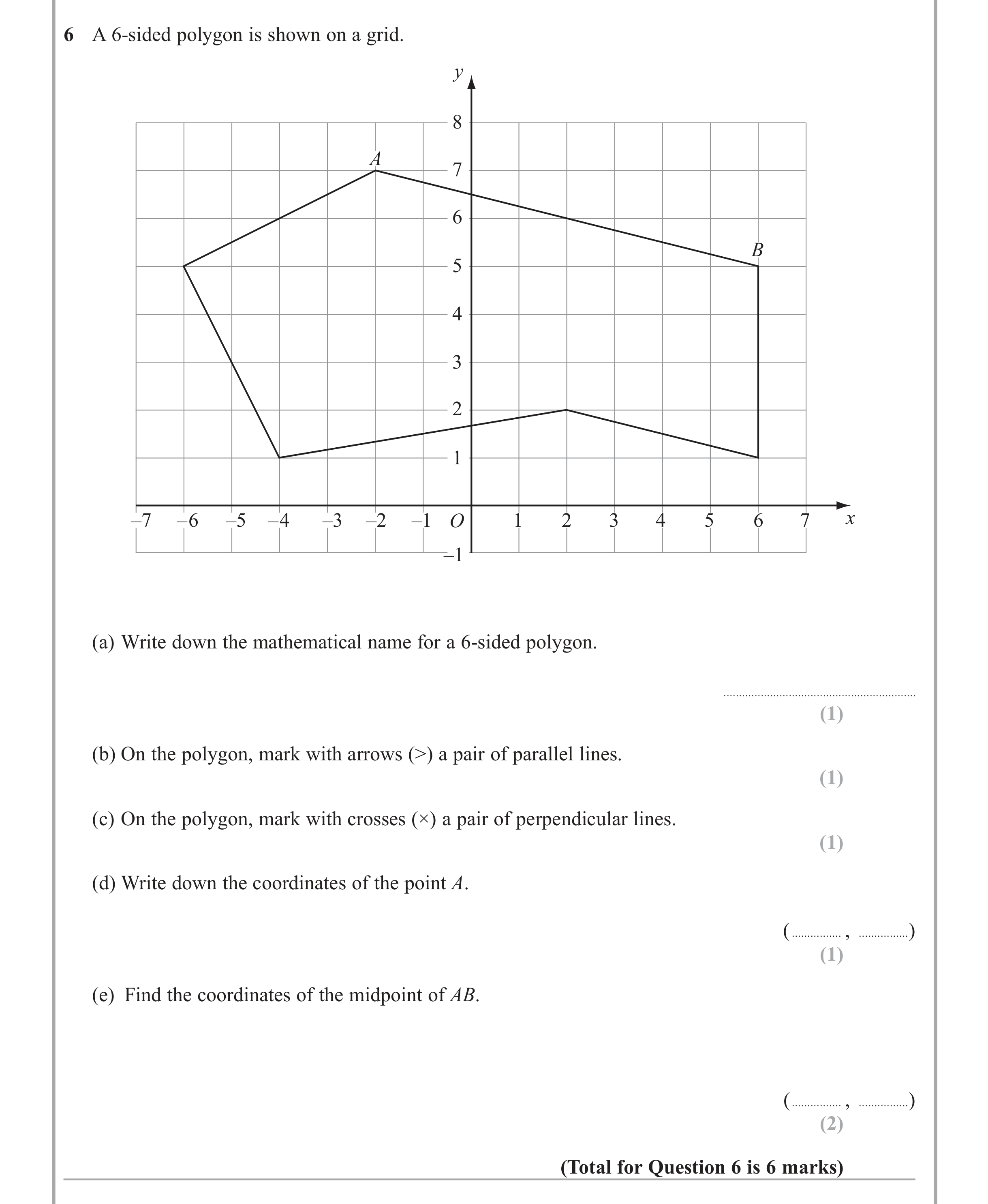 Question 6 — Coordinate Geometry — Edexcel iGCSE Jan 2013