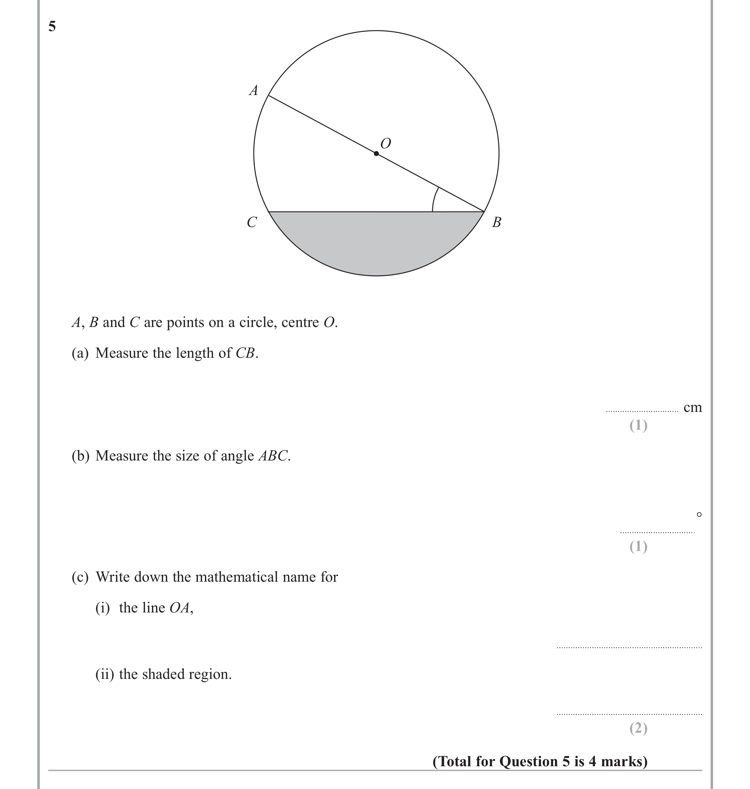 Question 5 — Circles — Edexcel iGCSE June 2013