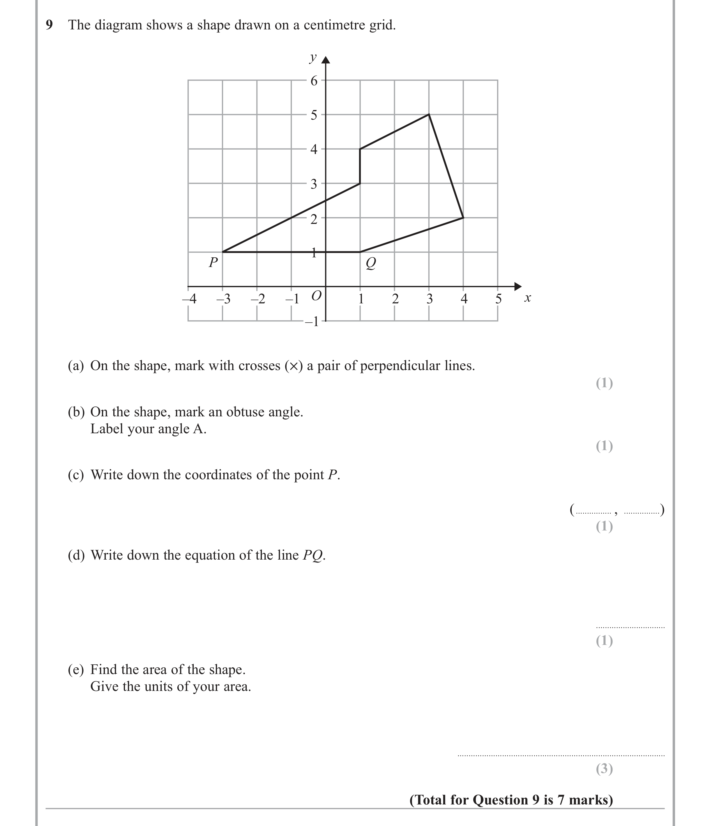 Question 9 — Coordinate Geometry — Edexcel iGCSE June 2013