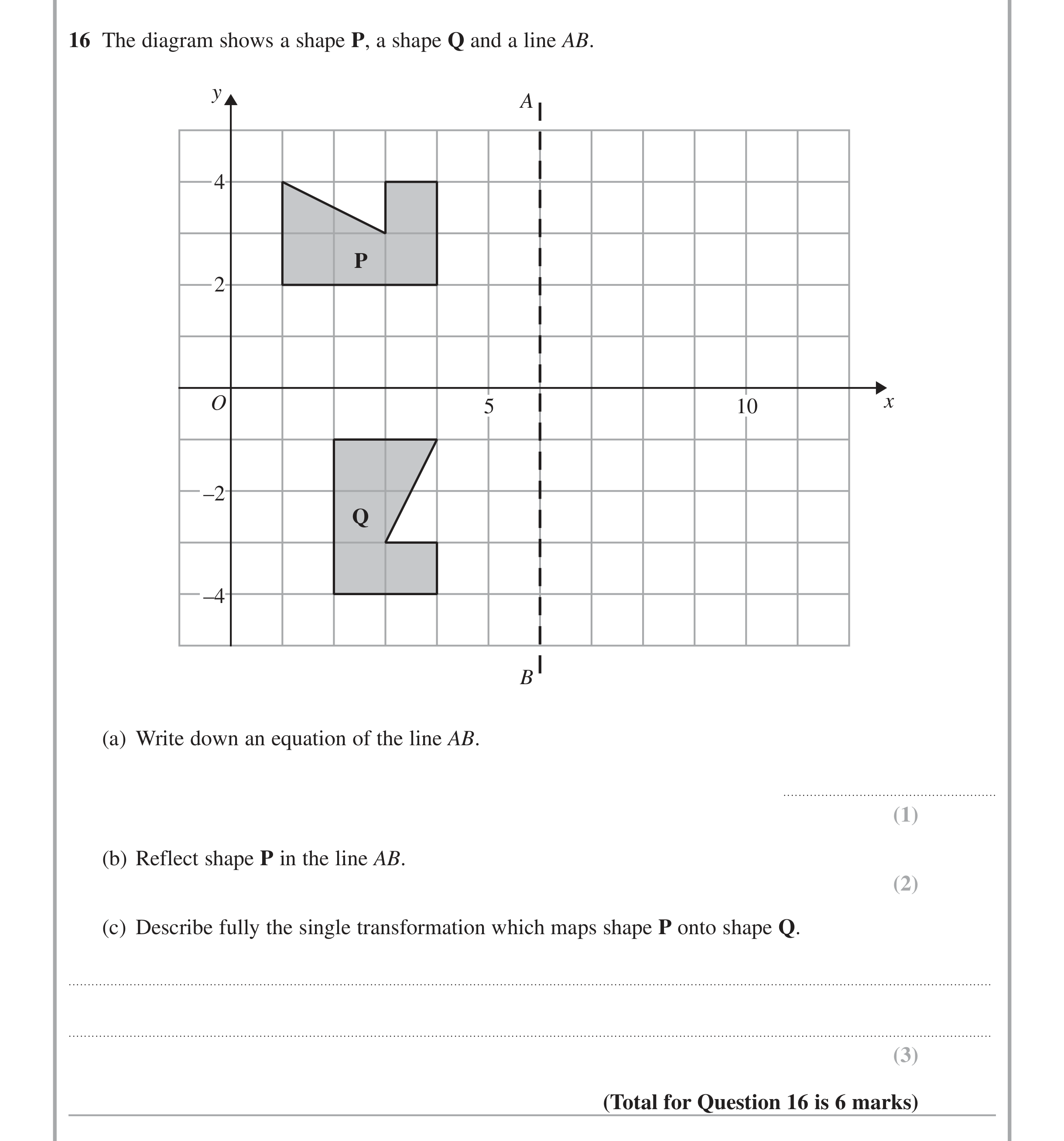 Question 16 — Coordinate Geometry — Edexcel iGCSE Jan 2014