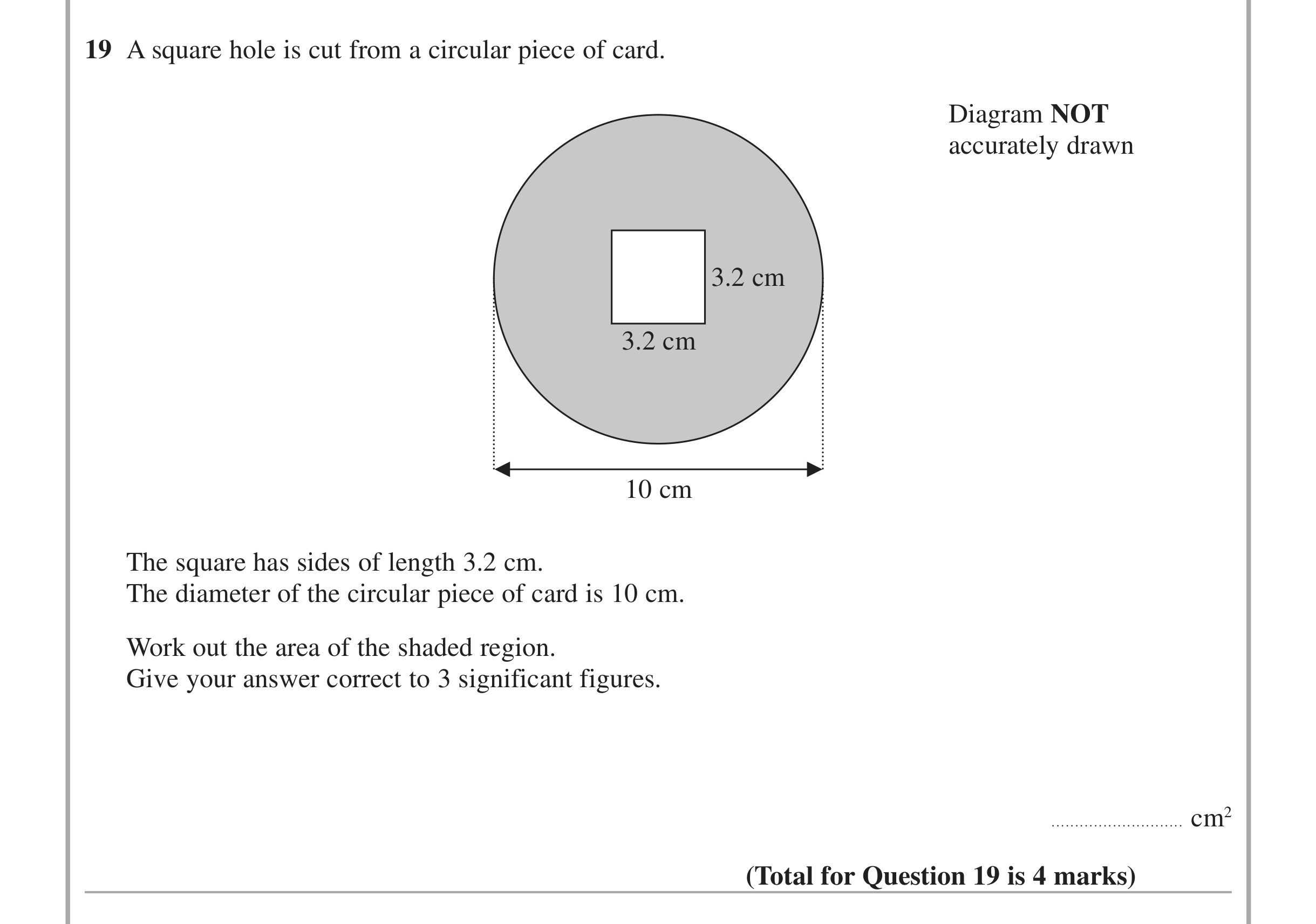 Question 19 — Circles — Edexcel iGCSE Jan 2014