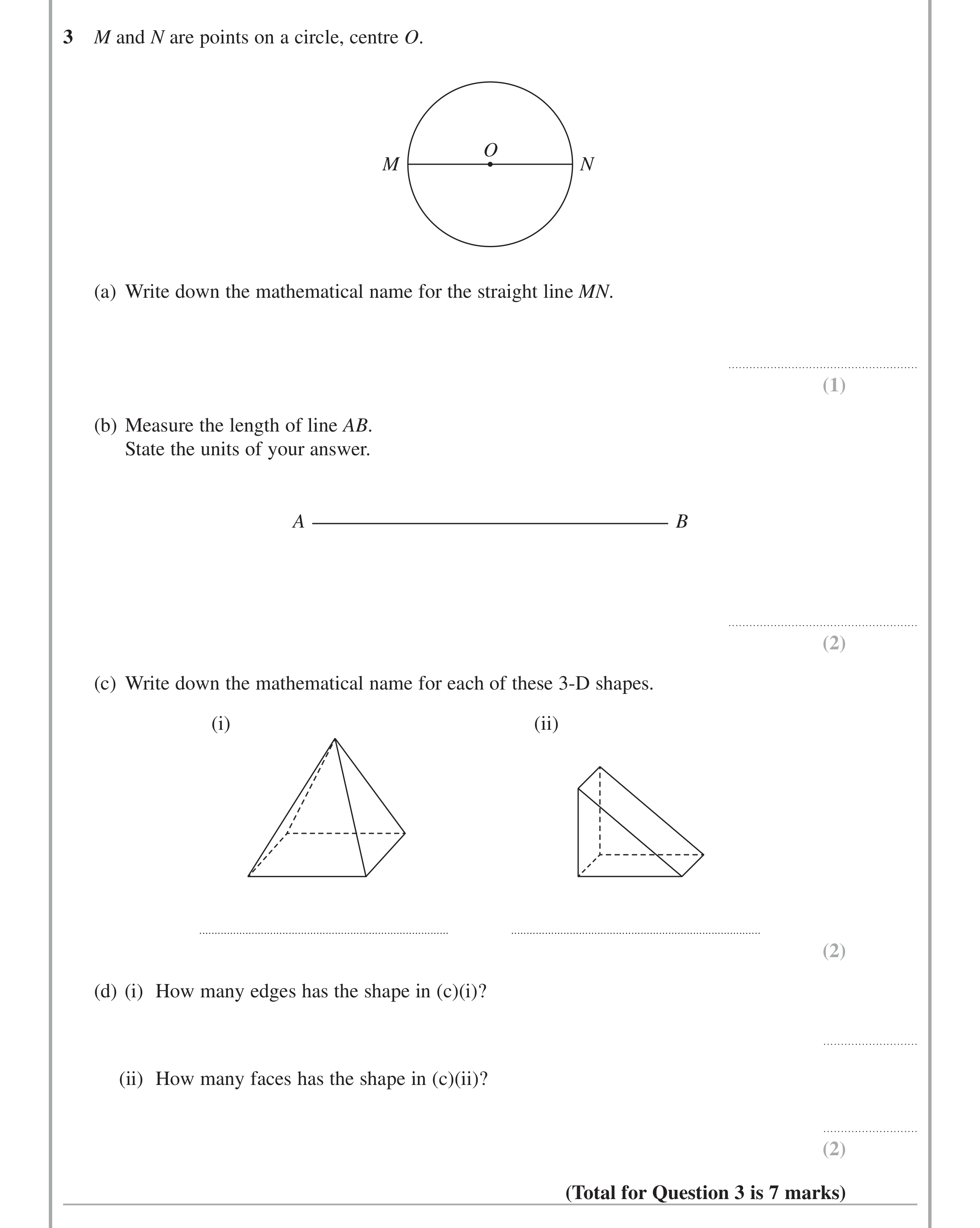 Question 3 — Circles — Edexcel iGCSE June 2014