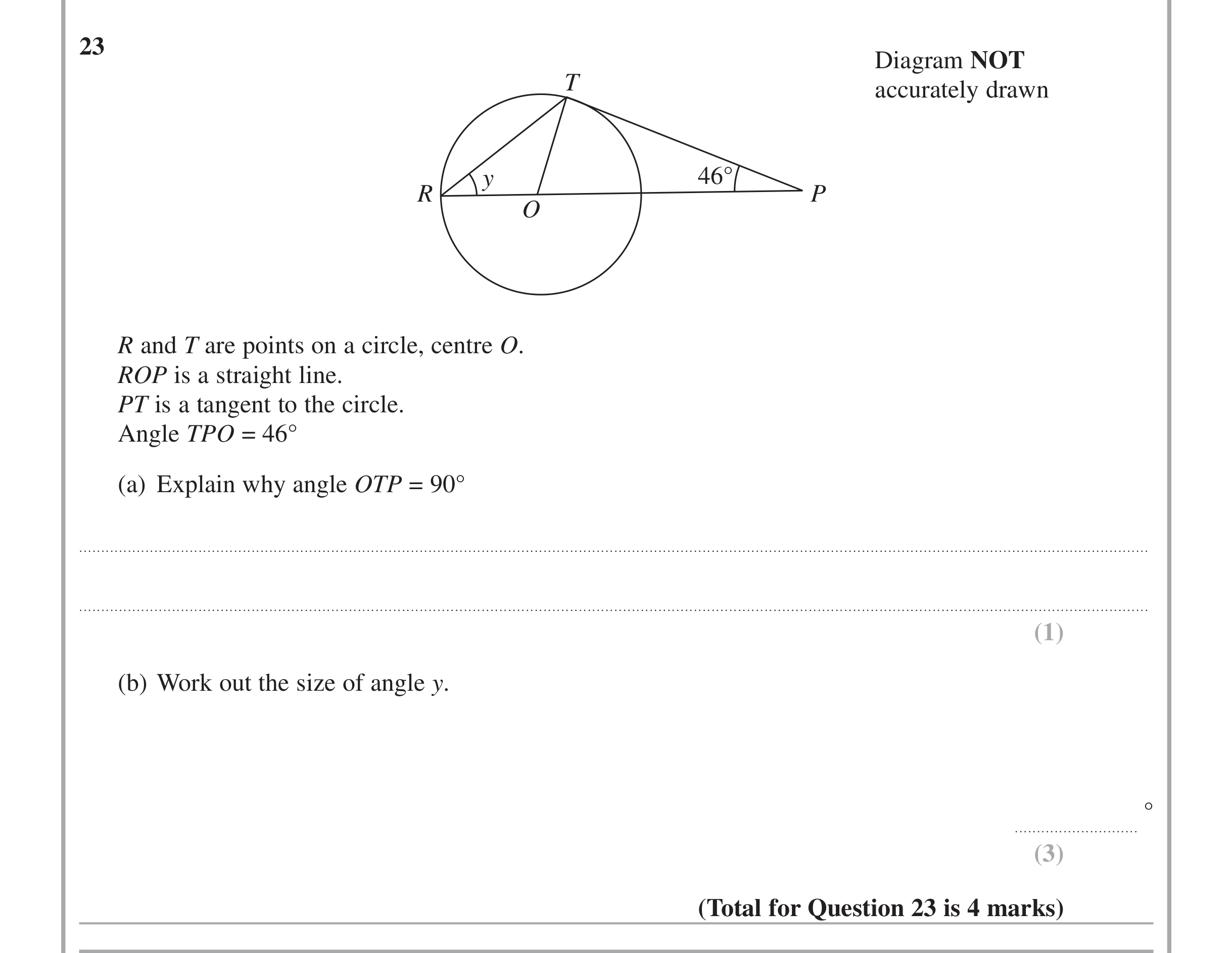 Question 23 — Trig — Edexcel iGCSE Jan 2015