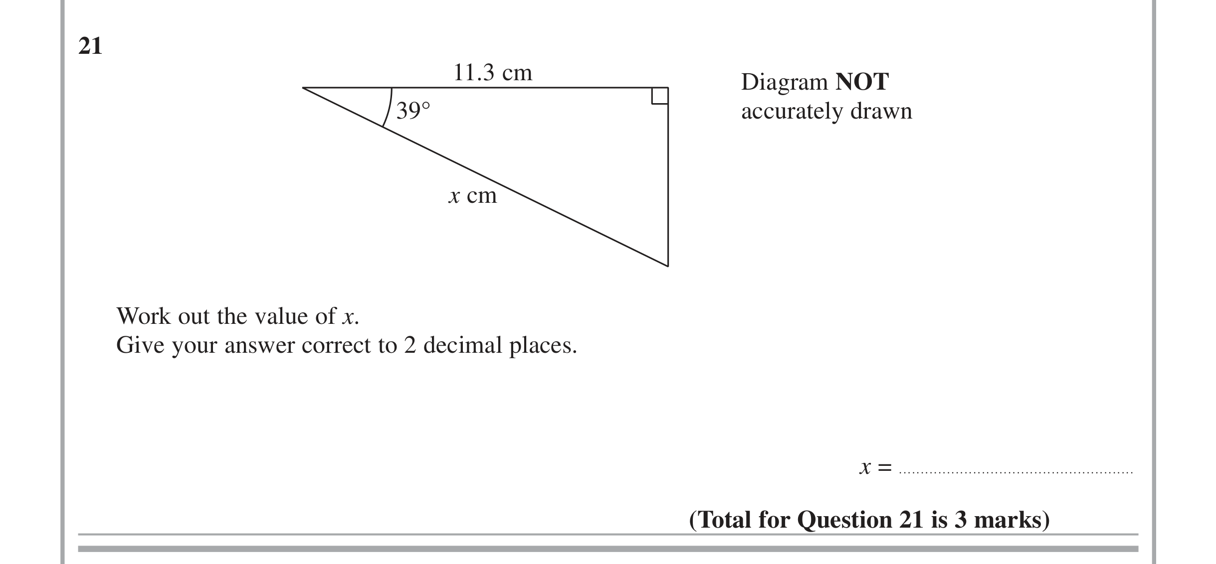 Question 21 — Trig — Edexcel iGCSE June 2015