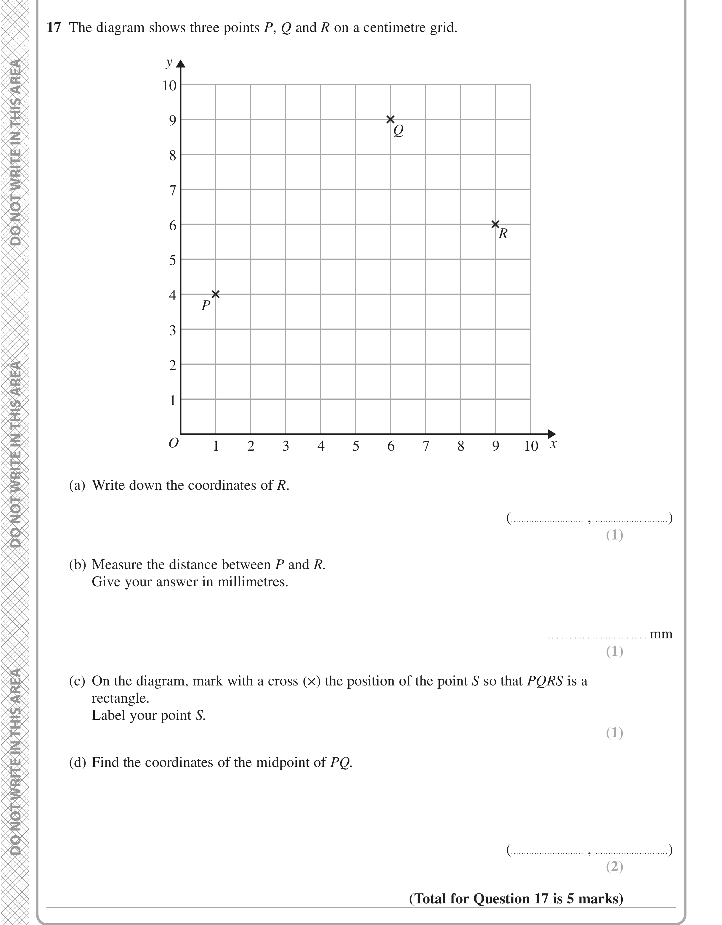 Question 17 — Coordinate Geometry — Edexcel iGCSE Jan 2016