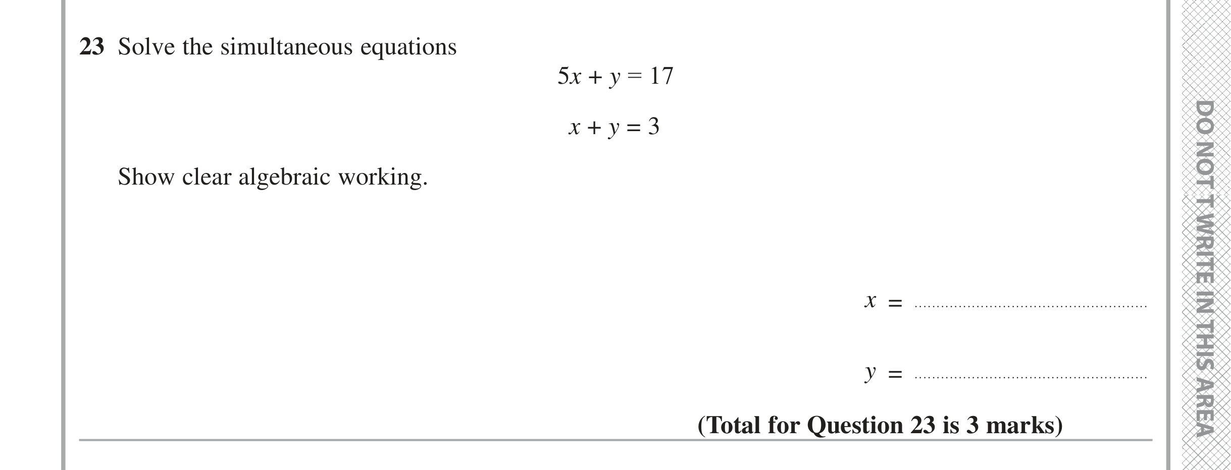 Question 23 — Coordinate Geometry — Edexcel iGCSE Jan 2016