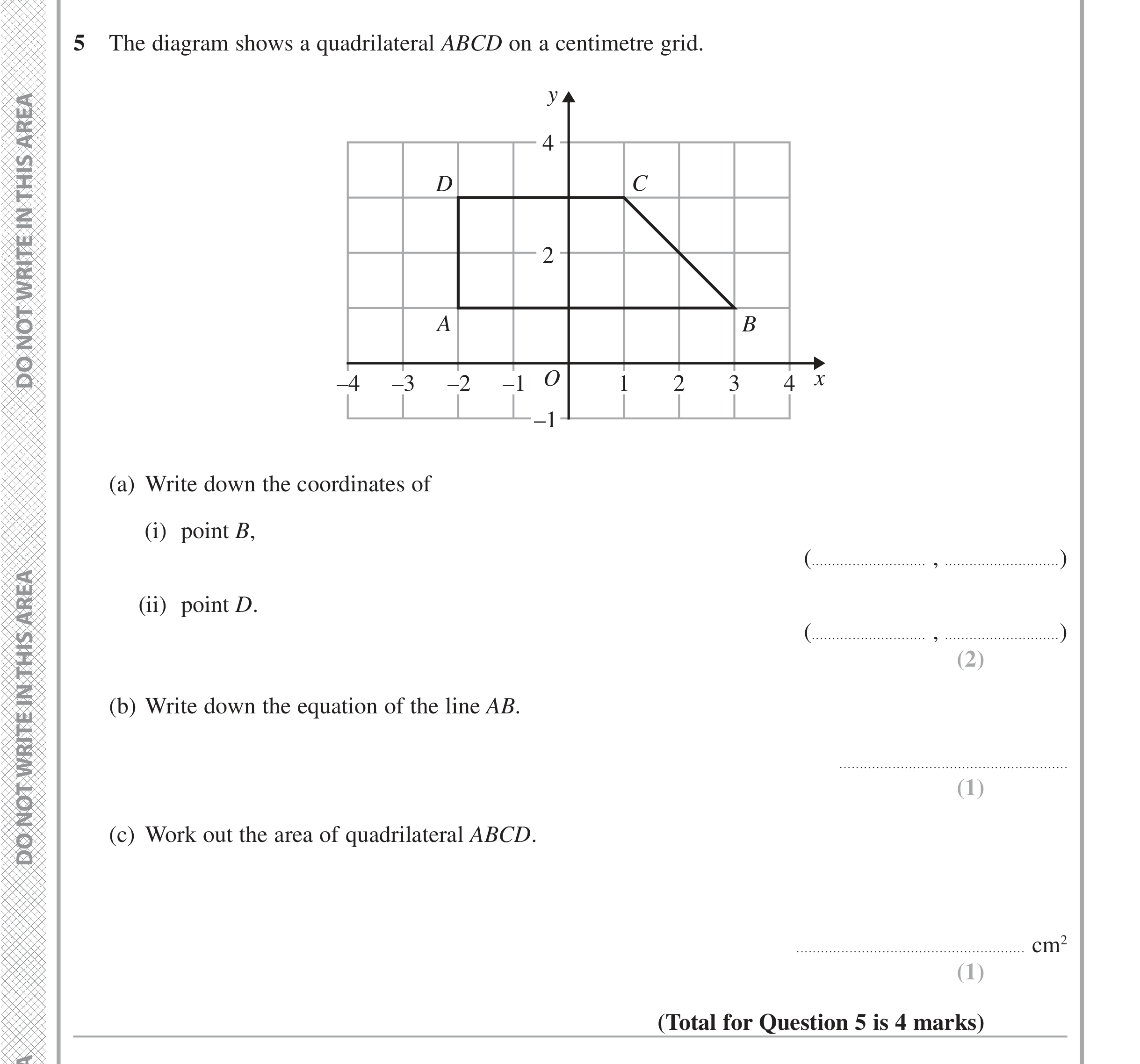 Question 5 — Coordinate Geometry — Edexcel iGCSE June 2016