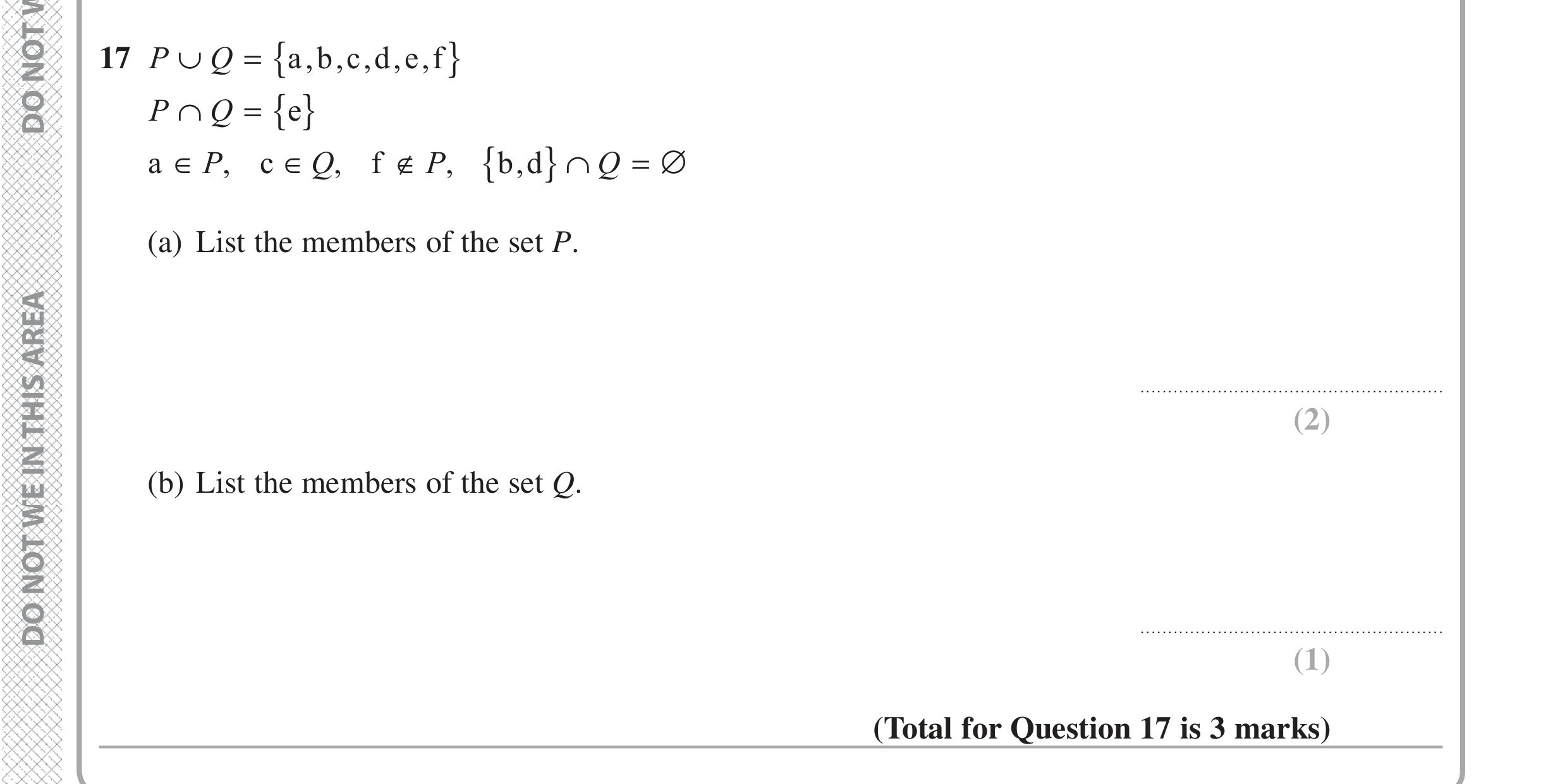 Question 17 — Venn Diagram — Edexcel iGCSE Jan 2017